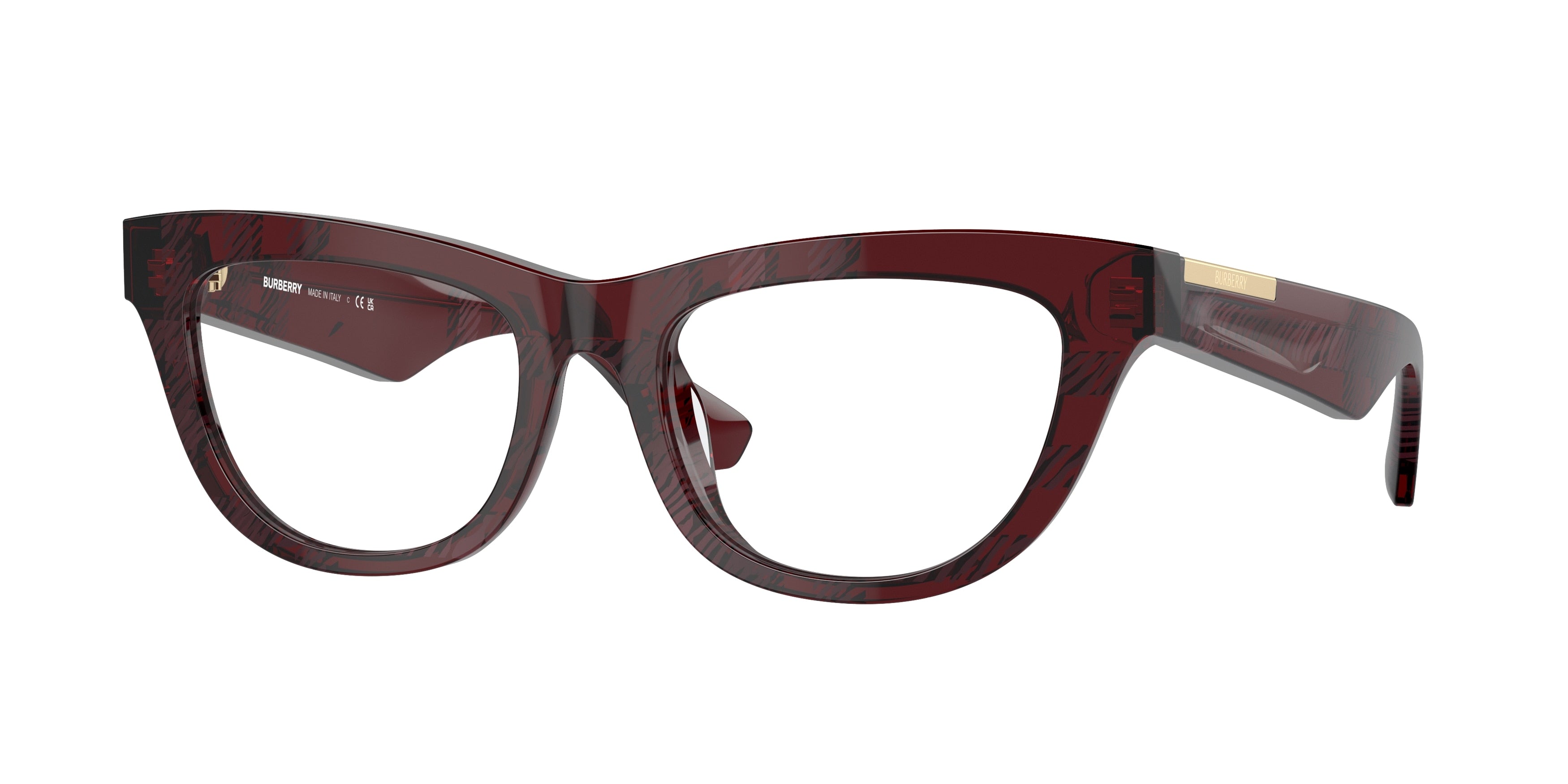 Burberry BE2406U Rectangle Eyeglasses  4115-Check Red 52-140-18 - Color Map Red