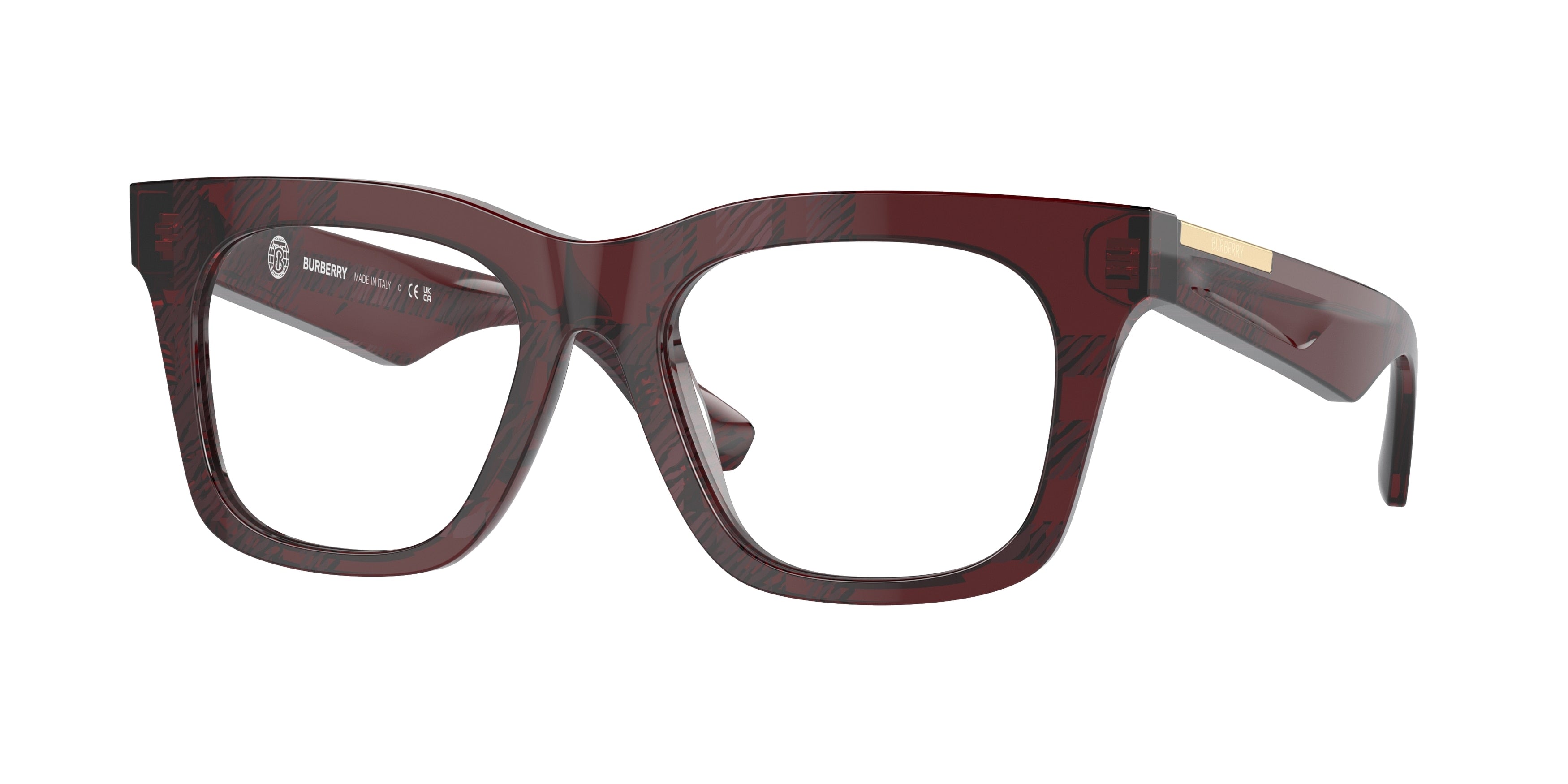 Burberry BE2407F Square Eyeglasses  4115-Check Red 51-140-18 - Color Map Red