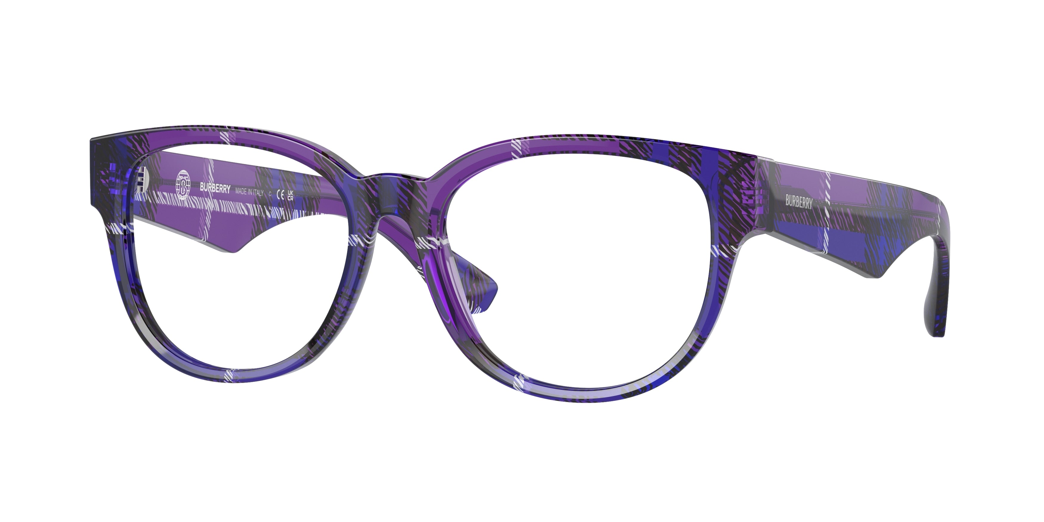 Burberry BE2410F Phantos Eyeglasses  4113-Check Violet 53-140-17 - Color Map Violet