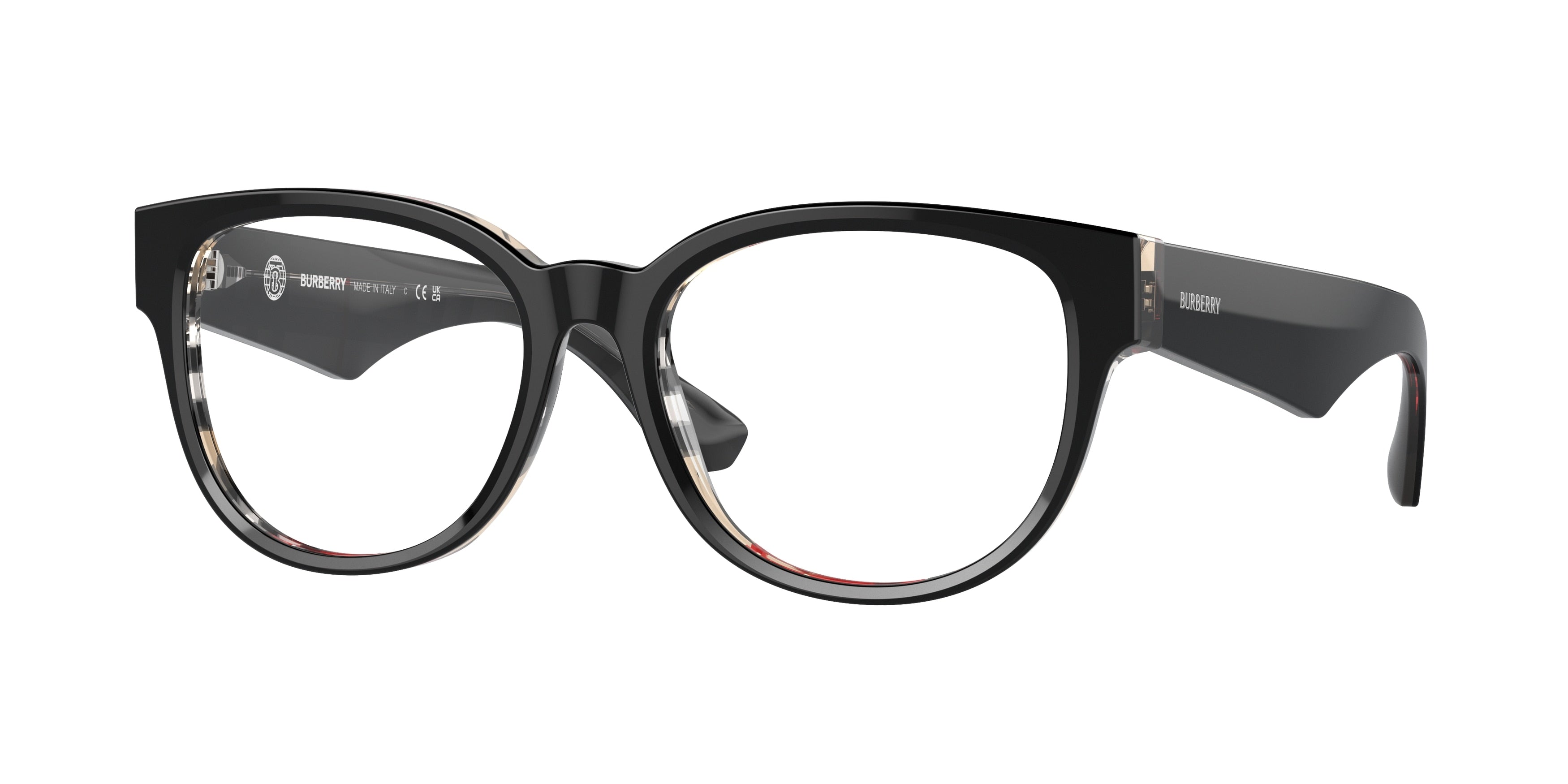 Burberry BE2410 Phantos Eyeglasses  4121-Top Black On Vintage Check 53-140-17 - Color Map Black