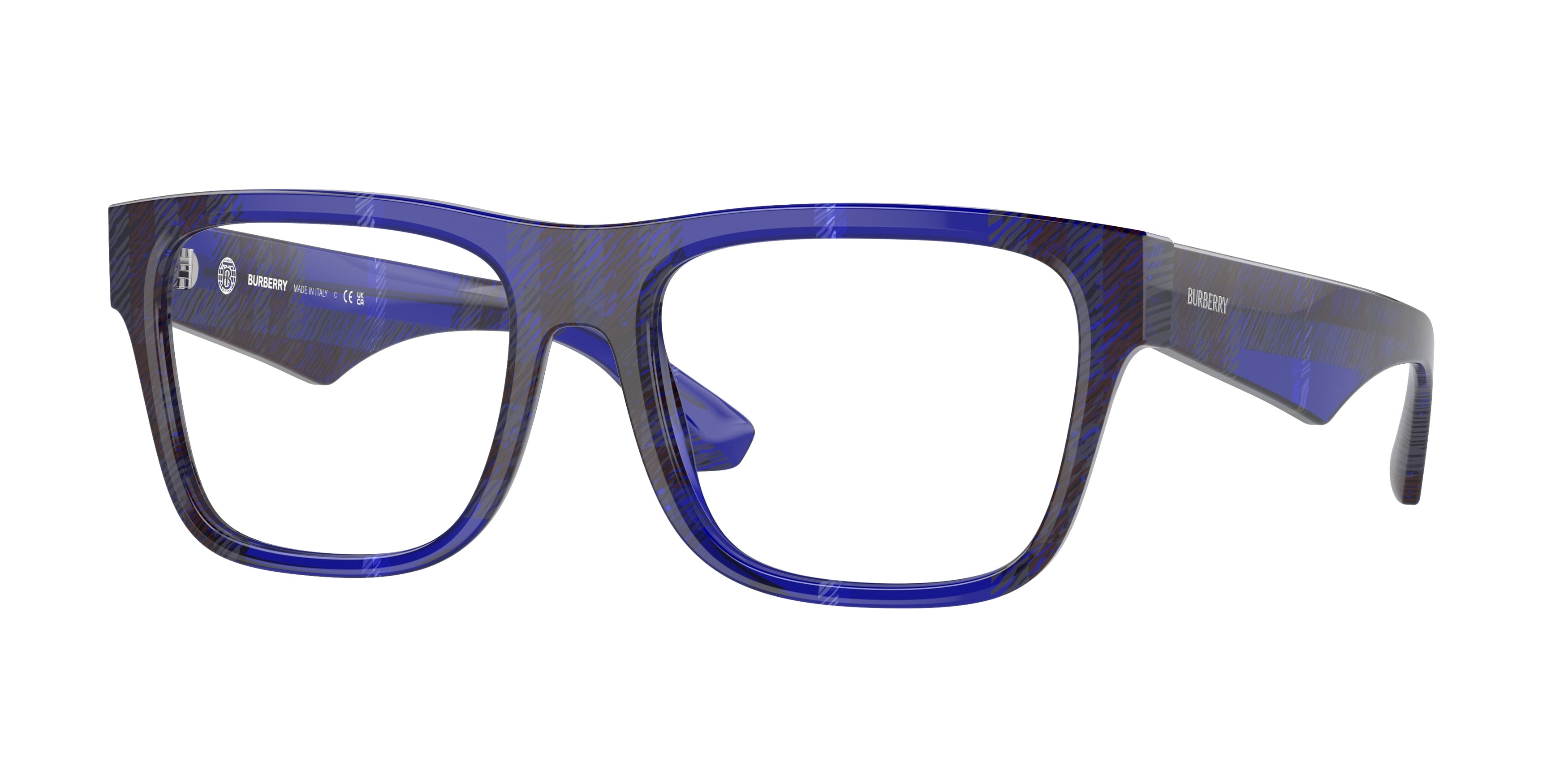 Burberry BE2411F Square Eyeglasses  4114-Check Blue 55-145-18 - Color Map Blue