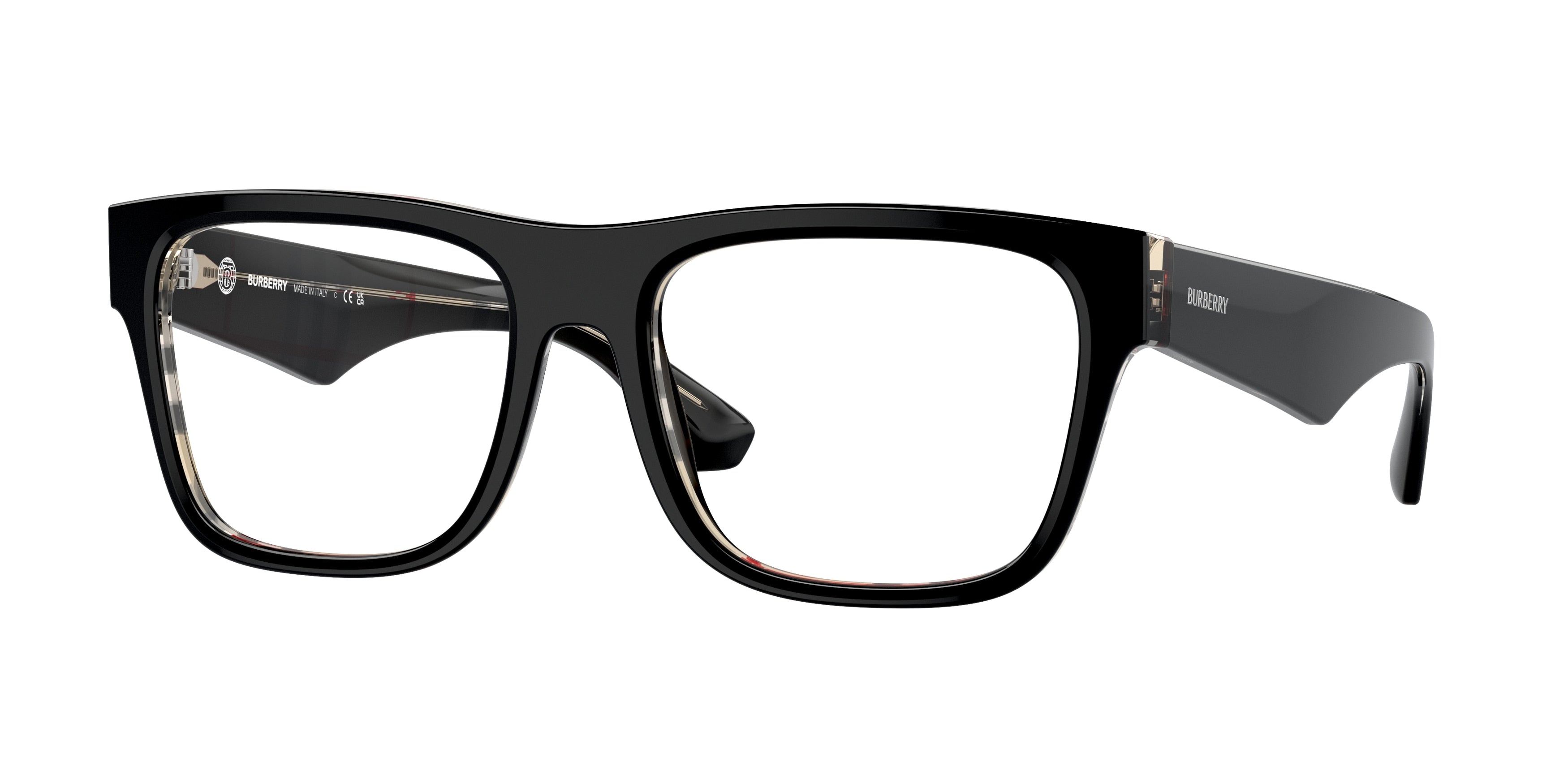 Burberry BE2411F Square Eyeglasses  4121-Top Black On Vintage Check 55-145-18 - Color Map Black