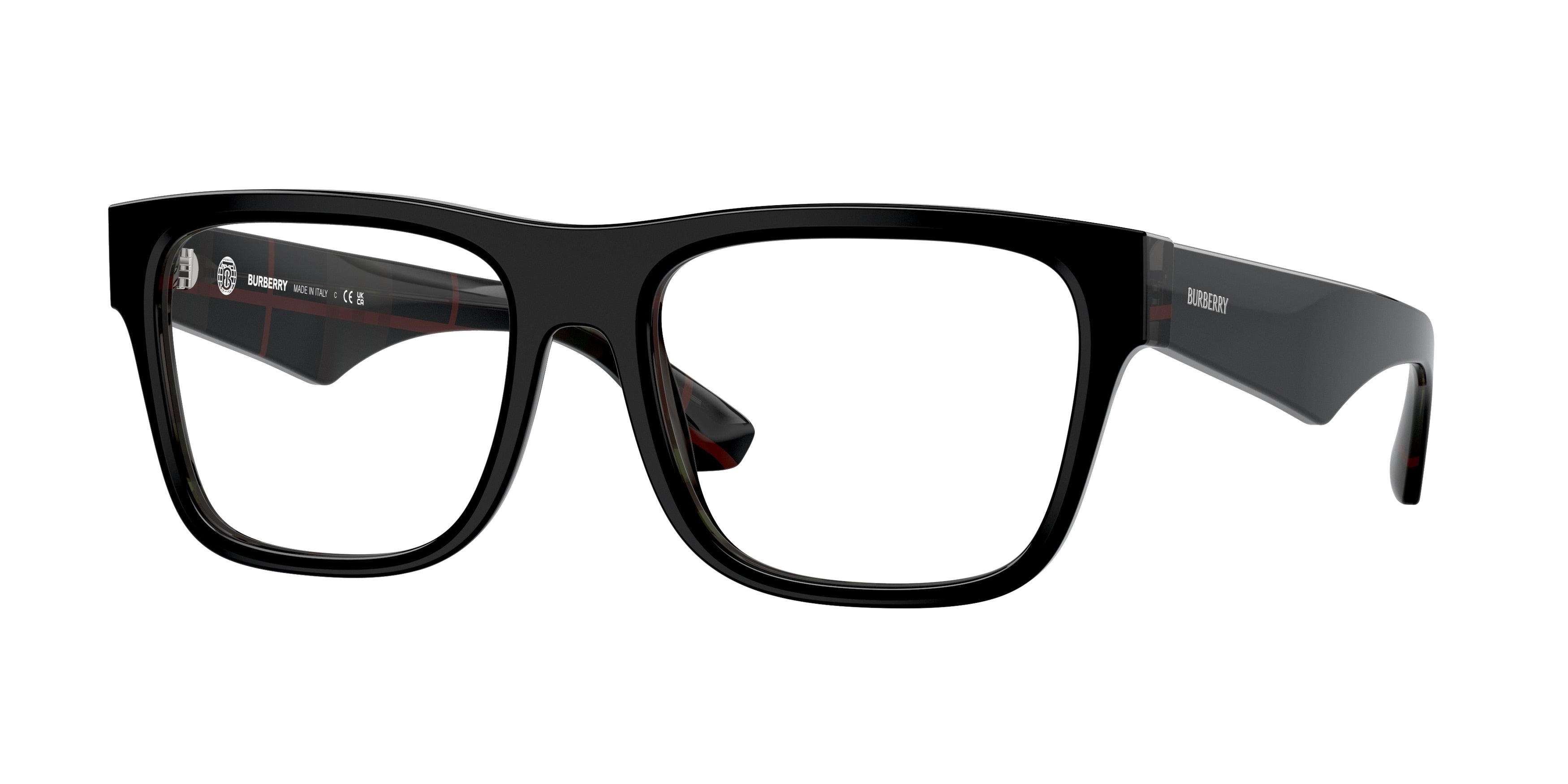 Burberry BE2411 Square Eyeglasses  4121-Top Black On Vintage Check 55-145-18 - Color Map Black