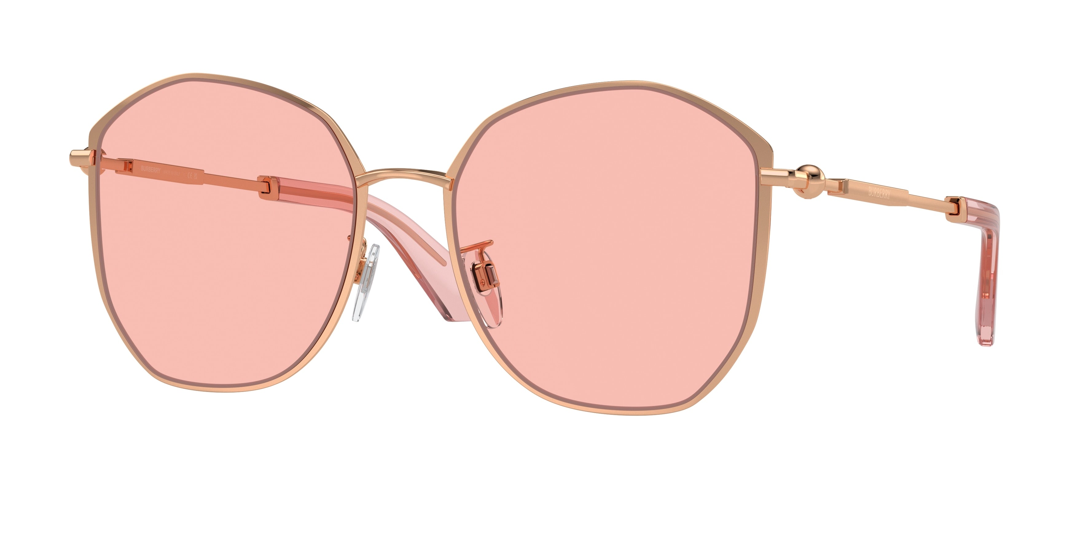 Burberry BE3153D Irregular Sunglasses  1337/5-Pink Gold 57-145-19 - Color Map Pink