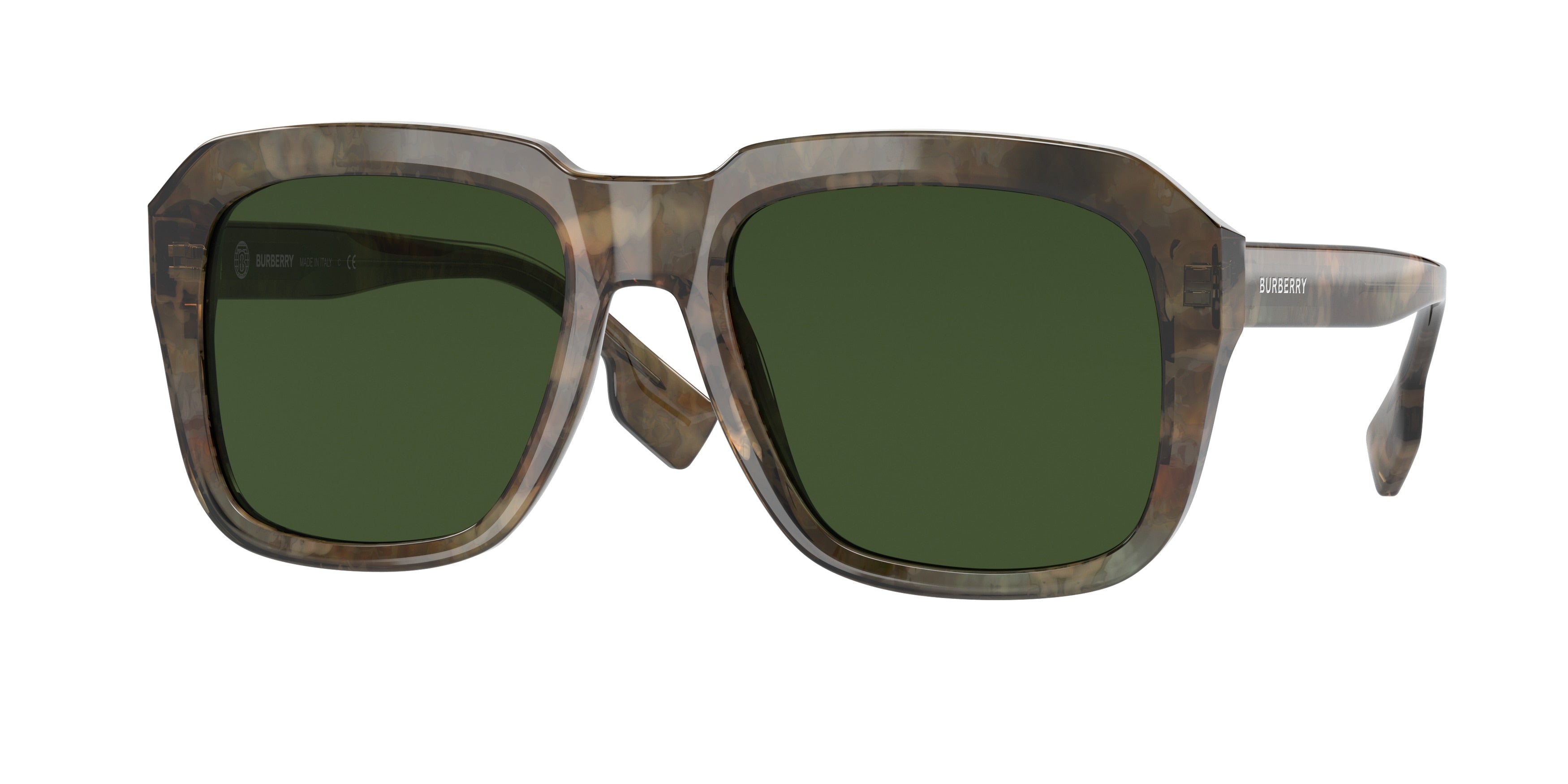 Burberry ASTLEY BE4350 Square Sunglasses  395071-Olive Tortoise 55-145-20 - Color Map Green