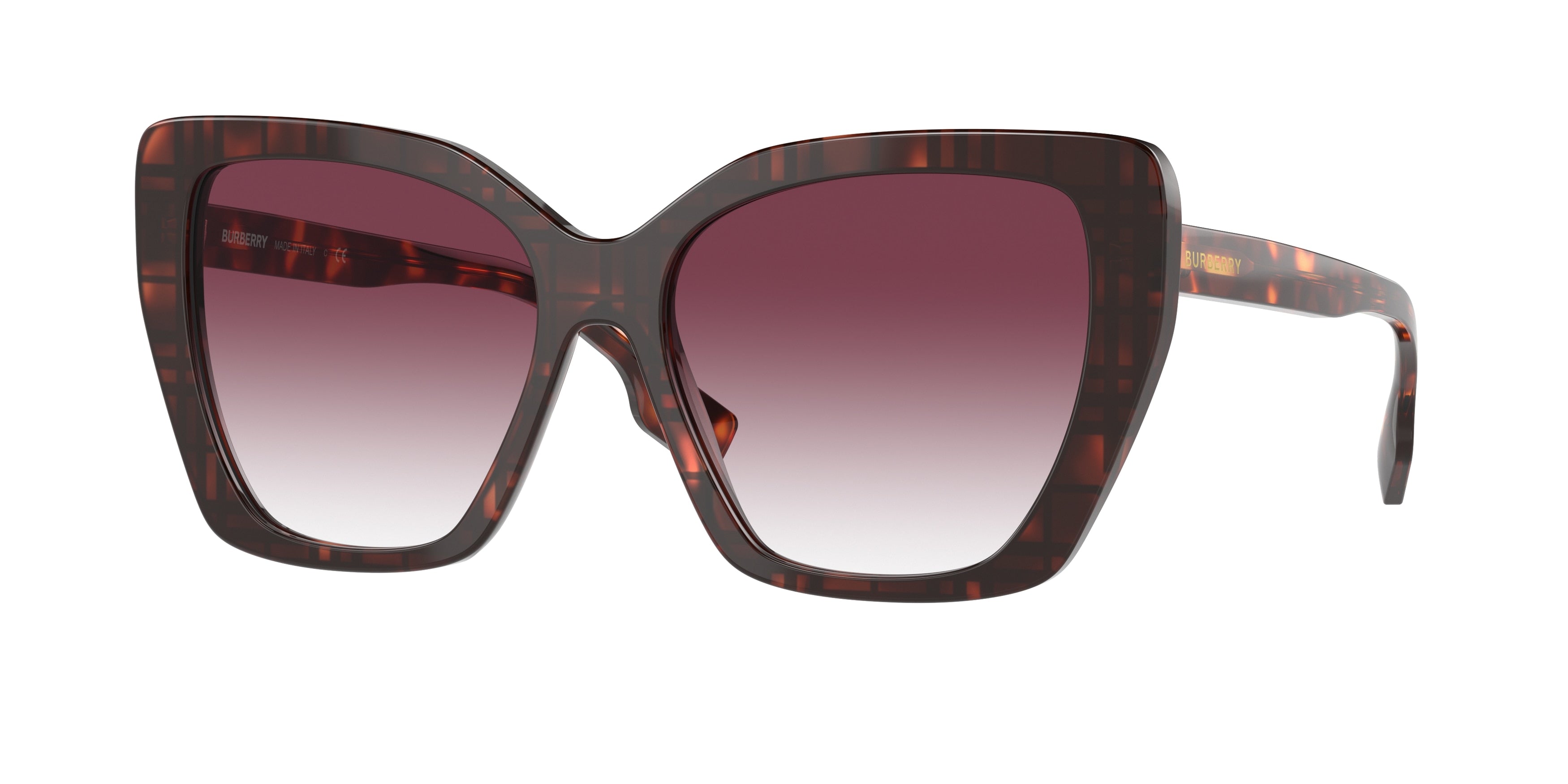 Burberry TAMSIN BE4366 Cat Eye Sunglasses  39848H-Top Check/Red Havana 55-140-16 - Color Map Red