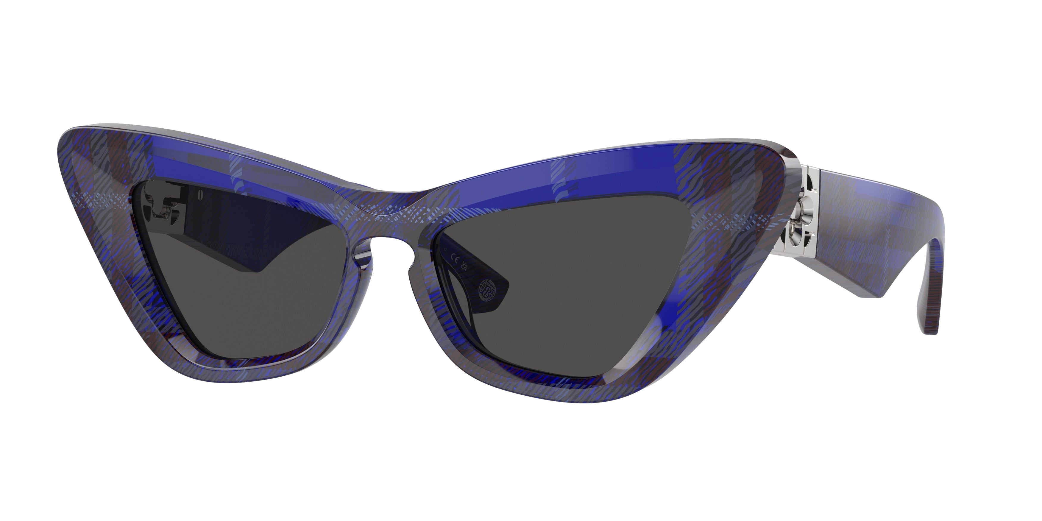 Burberry BE4421U Cat Eye Sunglasses  411487-Check Blue 51-130-16 - Color Map Blue