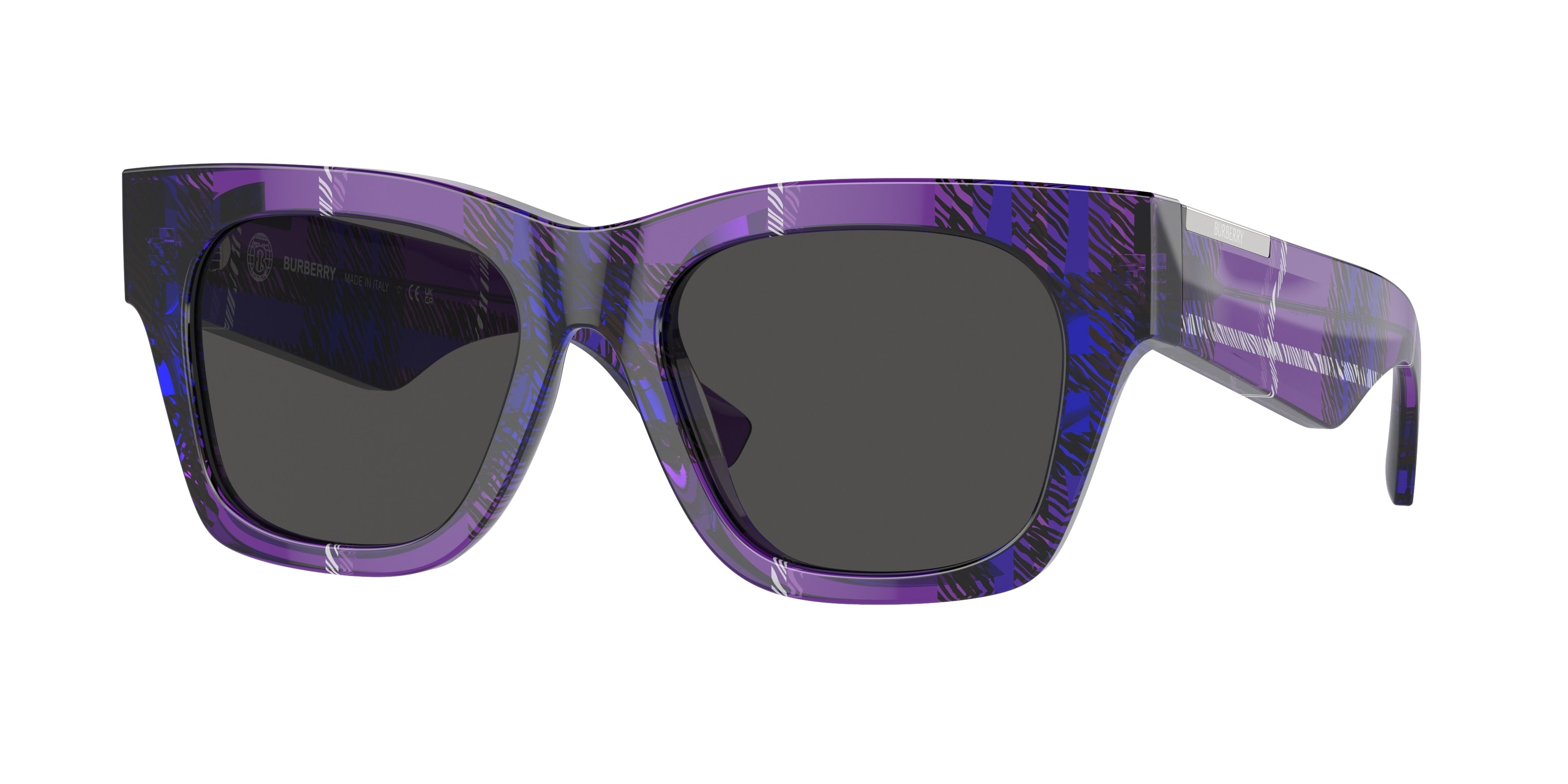 Burberry BE4424F Square Sunglasses  411387-Check Violet 52-140-18 - Color Map Violet