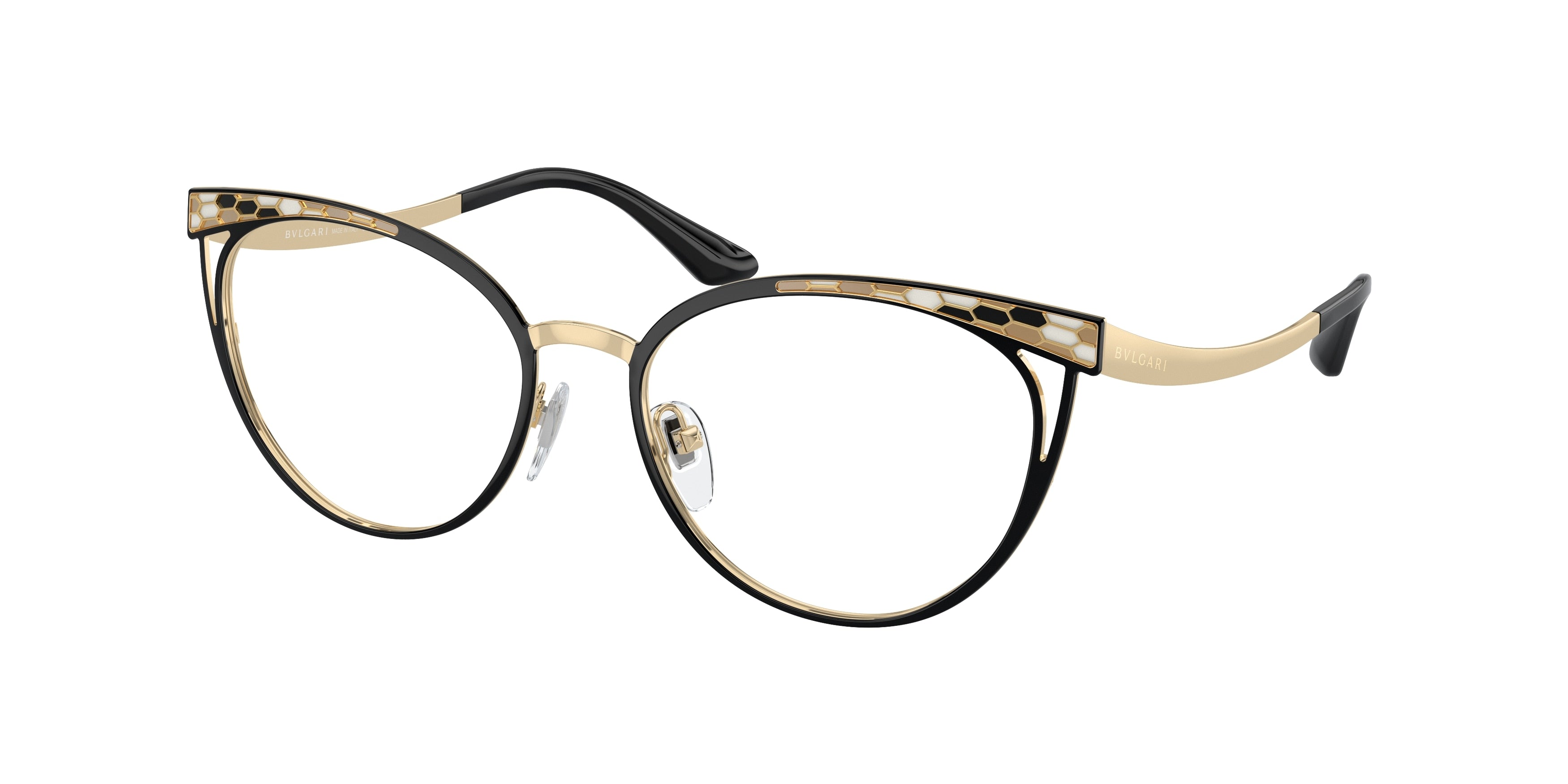 Bvlgari BV2186 Cat Eye Eyeglasses  2018-Black/Pale Gold 53-140-17 - Color Map Black