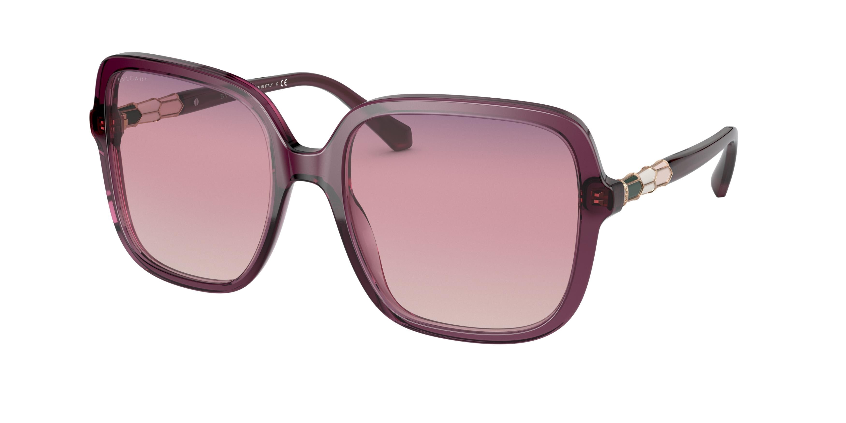 Bvlgari BV8228B Square Sunglasses  5486U6-Transparent Purple 57-140-19 - Color Map Violet