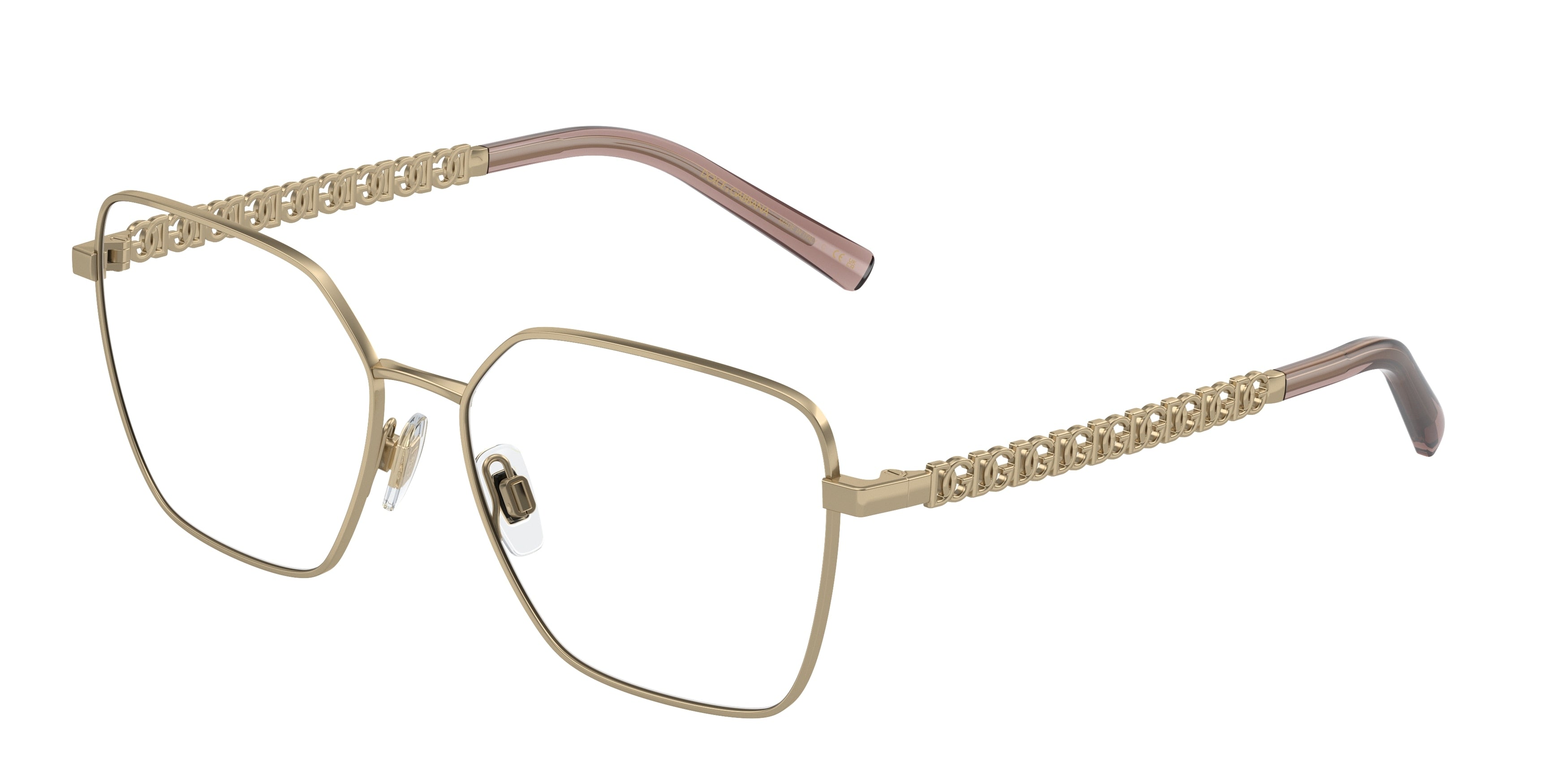 DOLCE & GABBANA DG1351 Square Eyeglasses  1365-Light Gold 54-140-15 - Color Map Gold