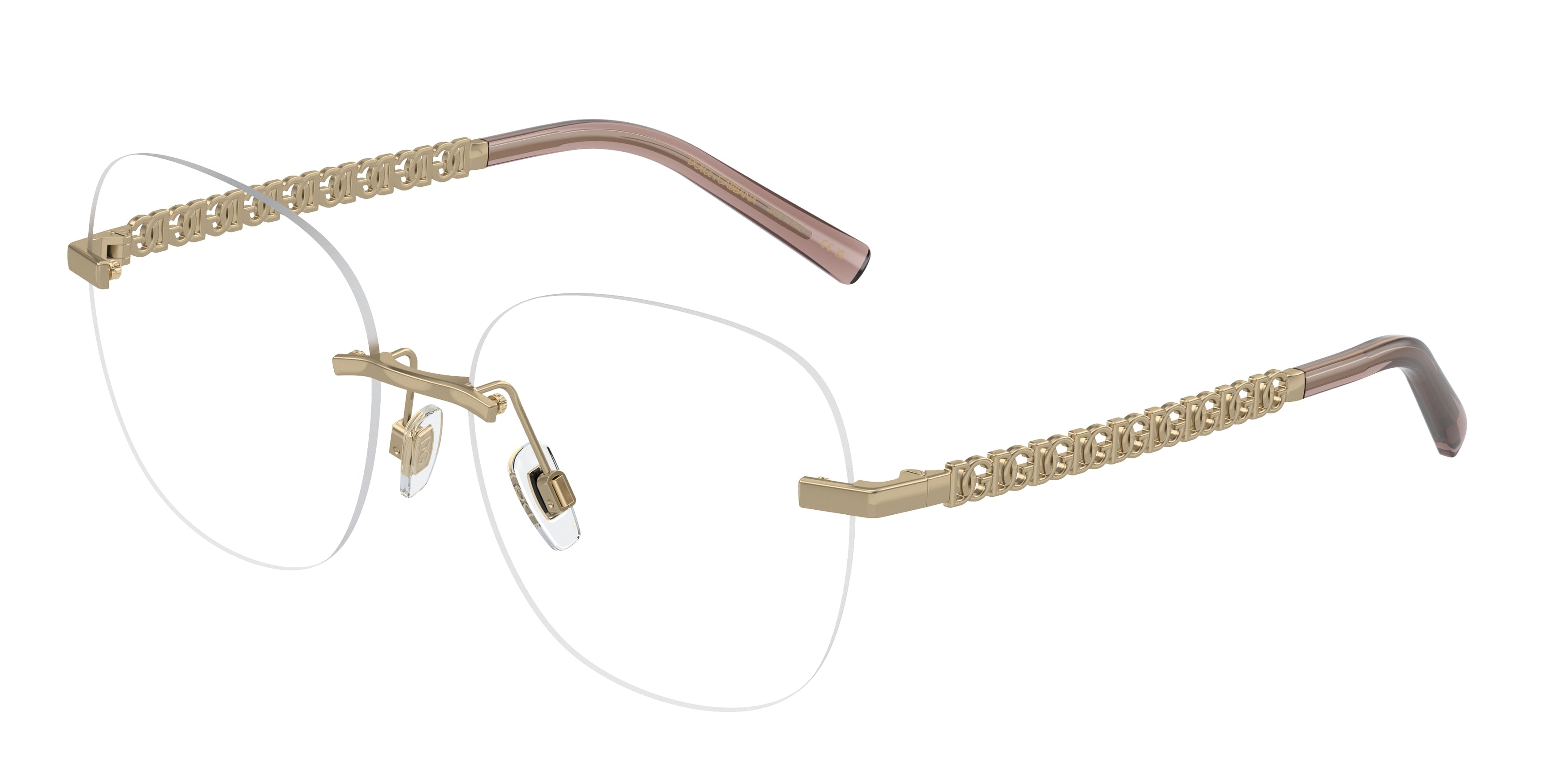 DOLCE & GABBANA DG1352 Phantos Eyeglasses  1365-Light Gold 56-140-16 - Color Map Gold