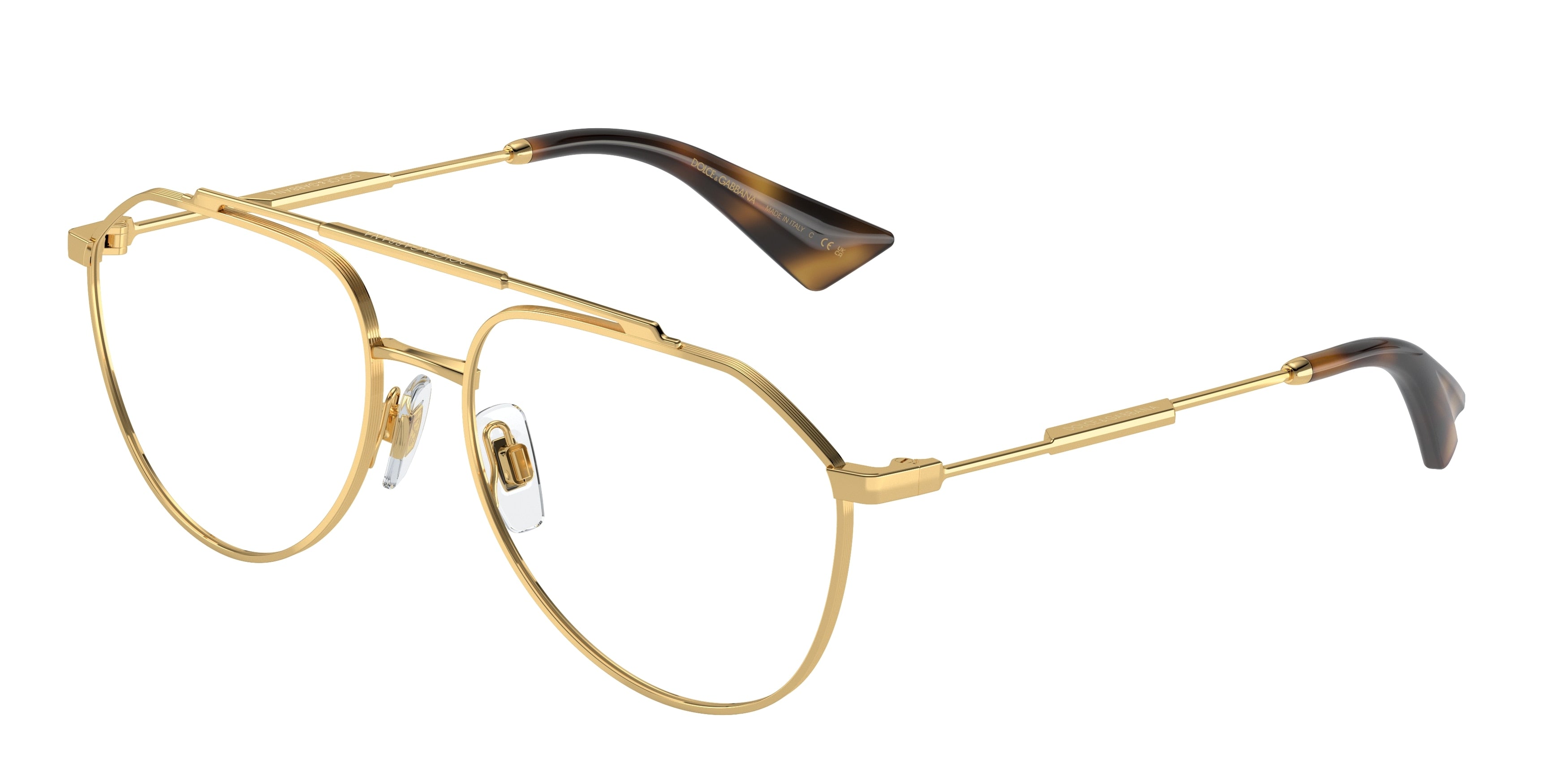 DOLCE & GABBANA DG1353 Pilot Eyeglasses  02-Gold 57-145-16 - Color Map Gold