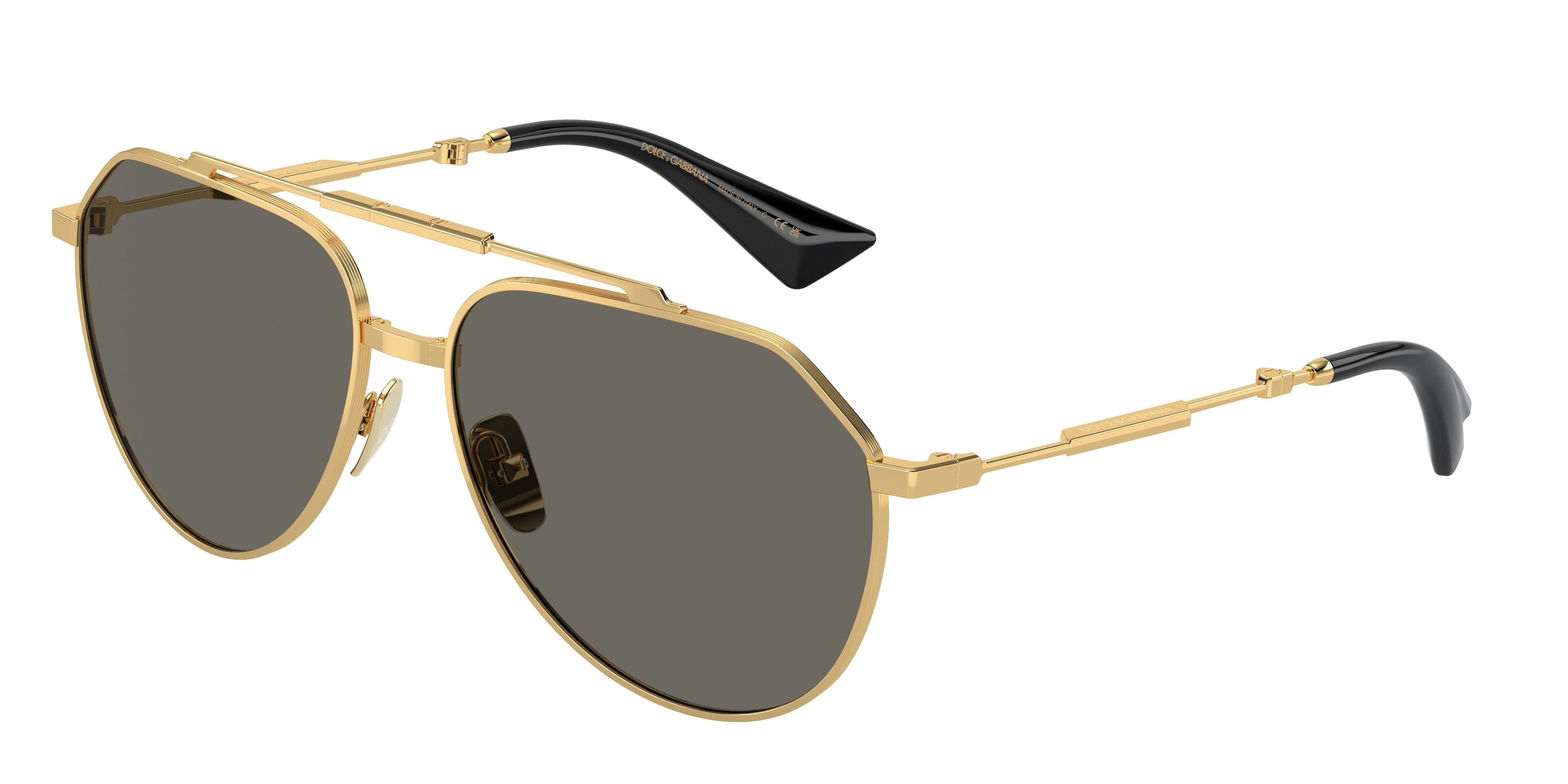 DOLCE & GABBANA DG2302 Pilot Sunglasses  02/R5-Gold 60-140-15 - Color Map Gold