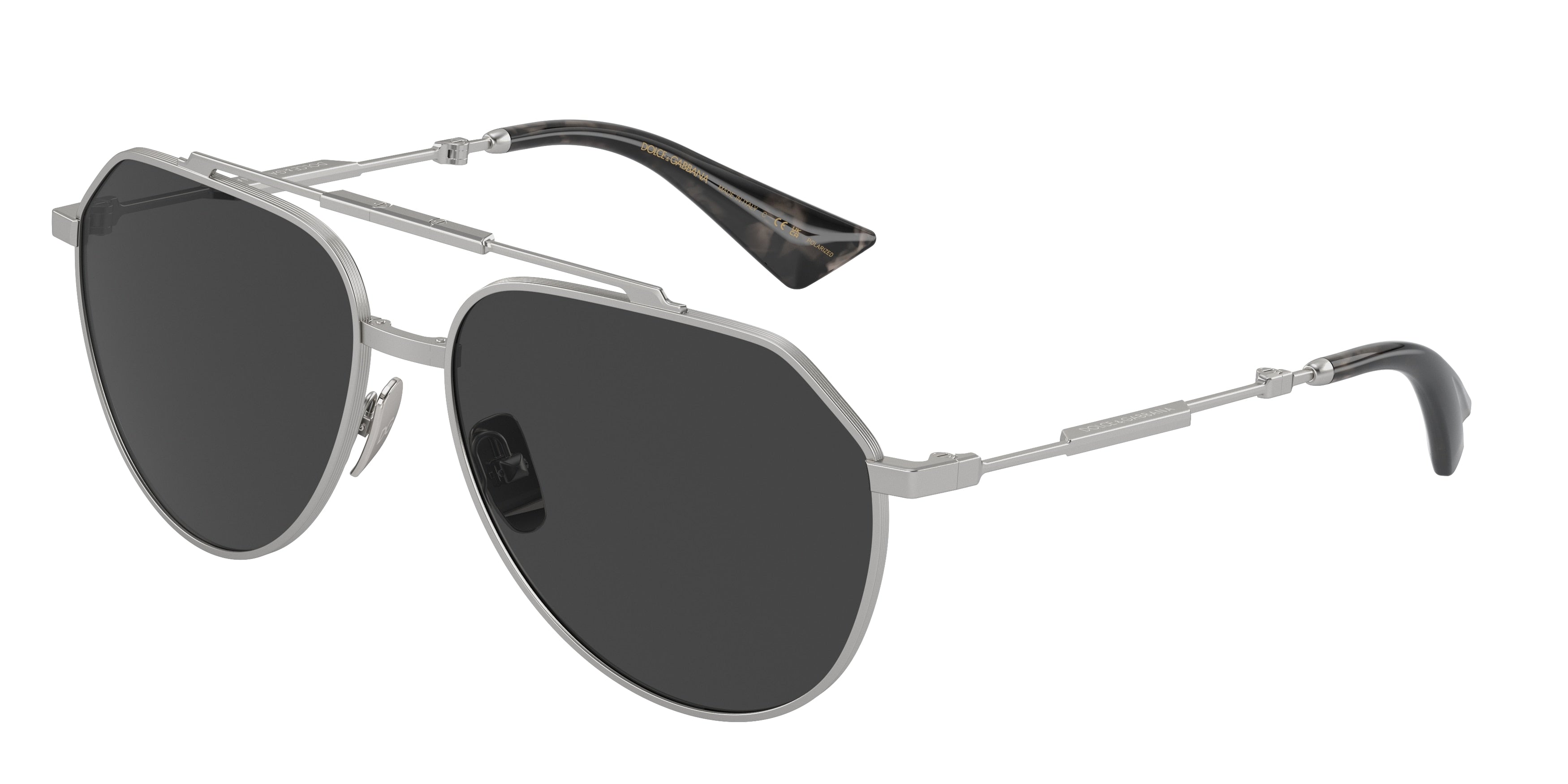 DOLCE & GABBANA DG2302 Pilot Sunglasses  136648-Matte Silver 60-140-15 - Color Map Silver