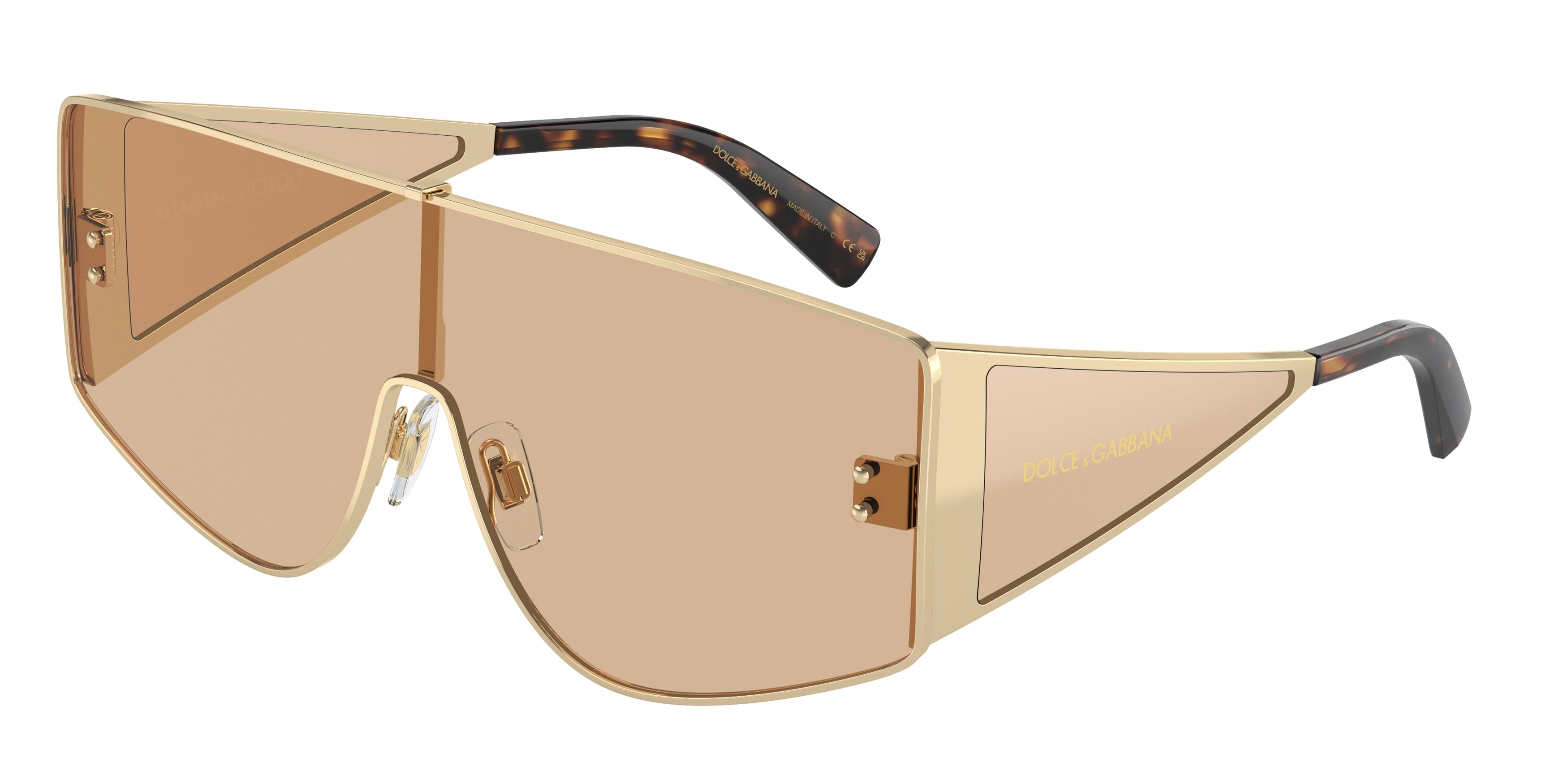 DOLCE & GABBANA DG2305 Rectangle Sunglasses  13655A-Light Gold 44-145-144 - Color Map Gold