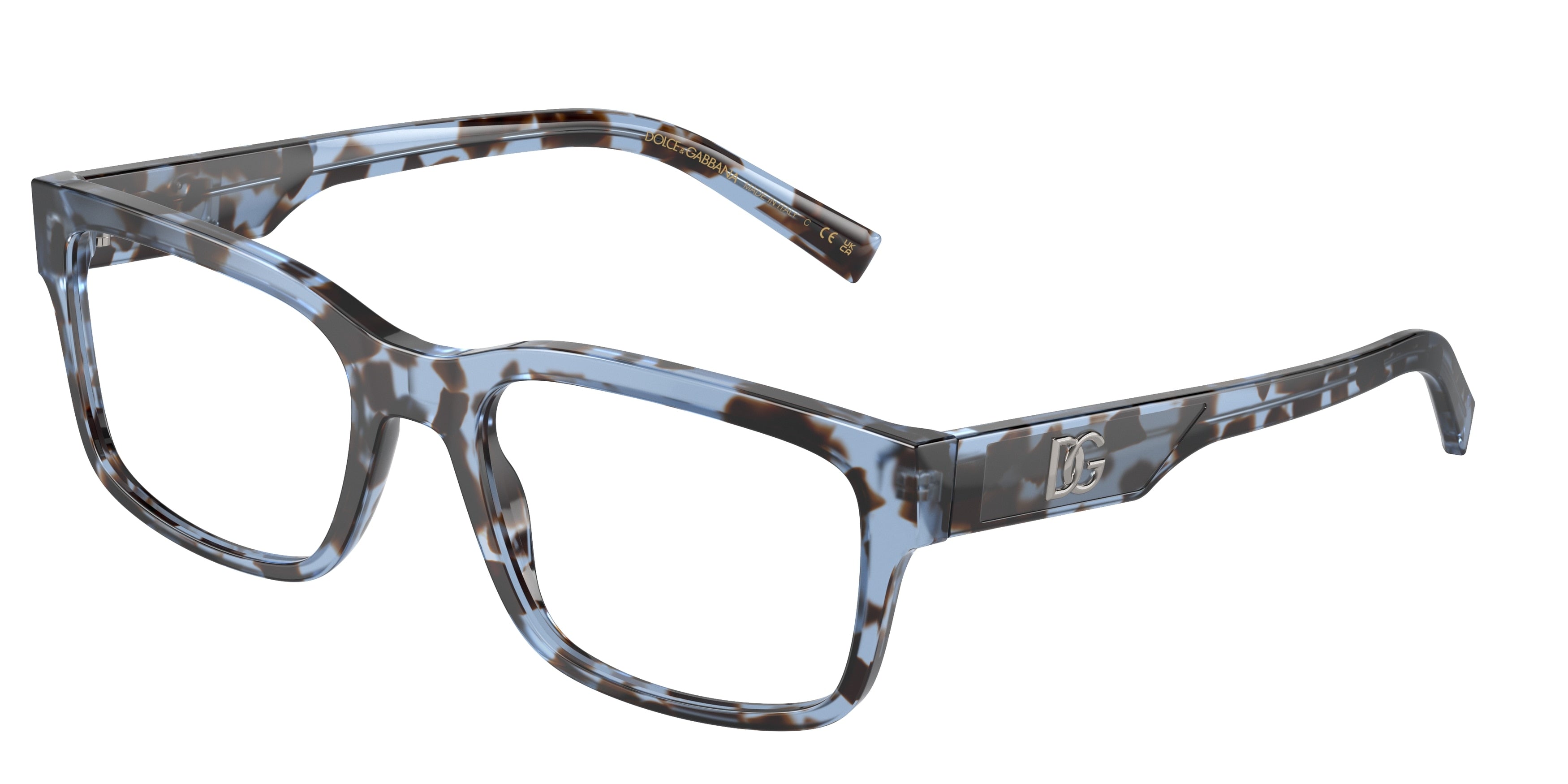 DOLCE & GABBANA DG3352 Rectangle Eyeglasses  3392-Havana Blue 57-150-20 - Color Map Blue