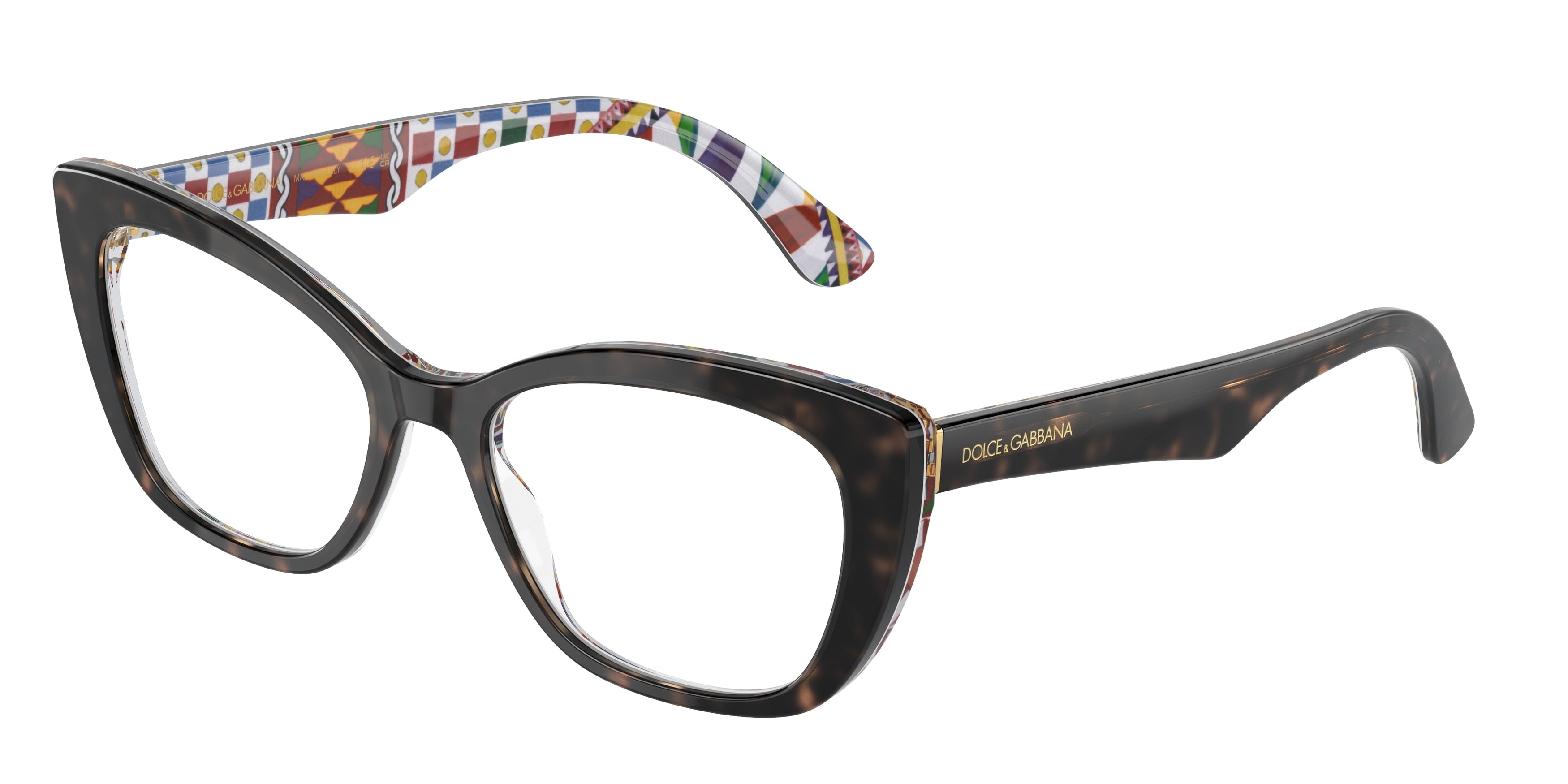 DOLCE & GABBANA DG3360 Cat Eye Eyeglasses  3217-Havana On White Barrow 54-145-18 - Color Map Tortoise