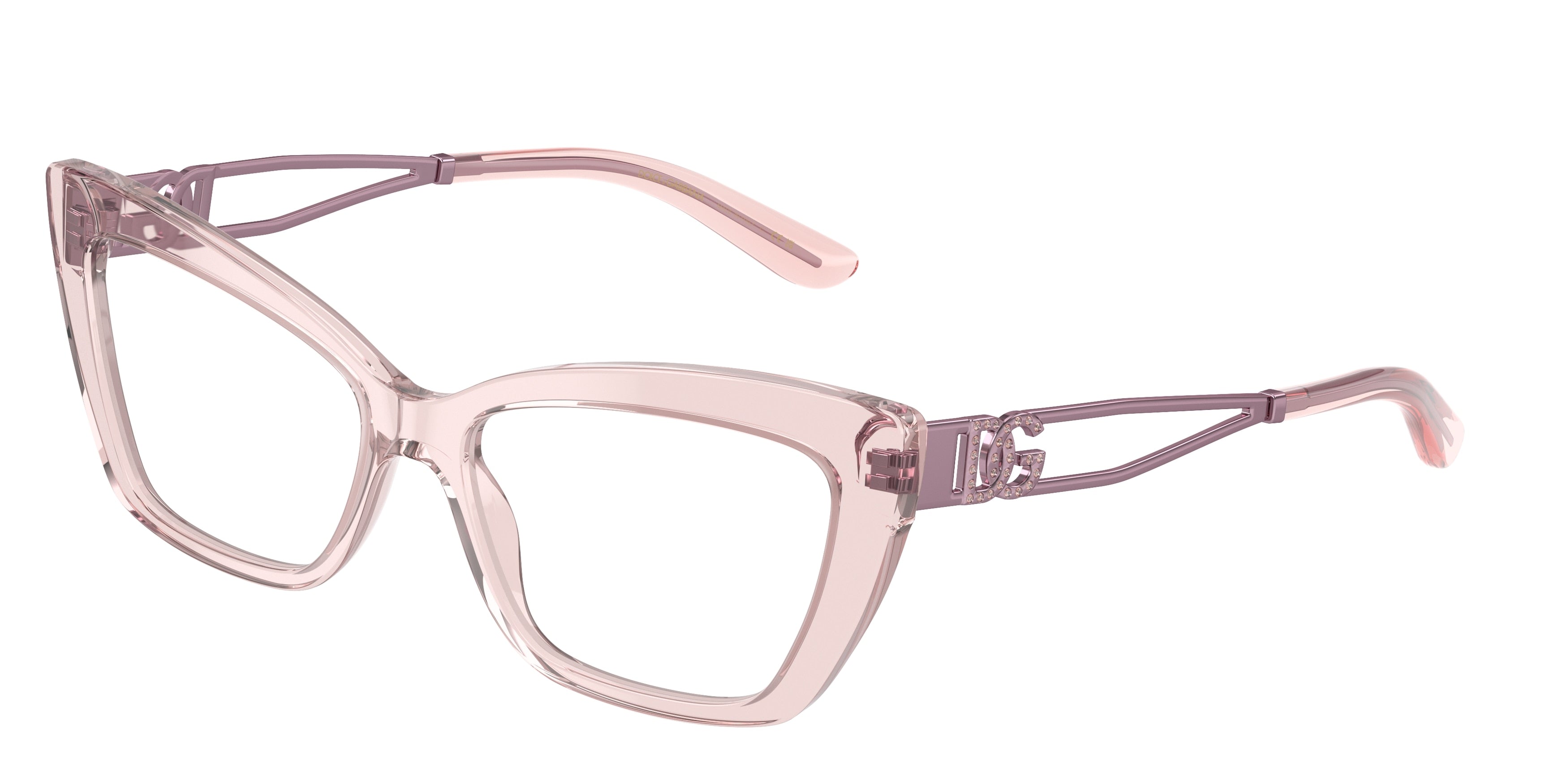 DOLCE & GABBANA DG3375B Cat Eye Eyeglasses  3148-Transparent Rose 55-140-16 - Color Map Pink