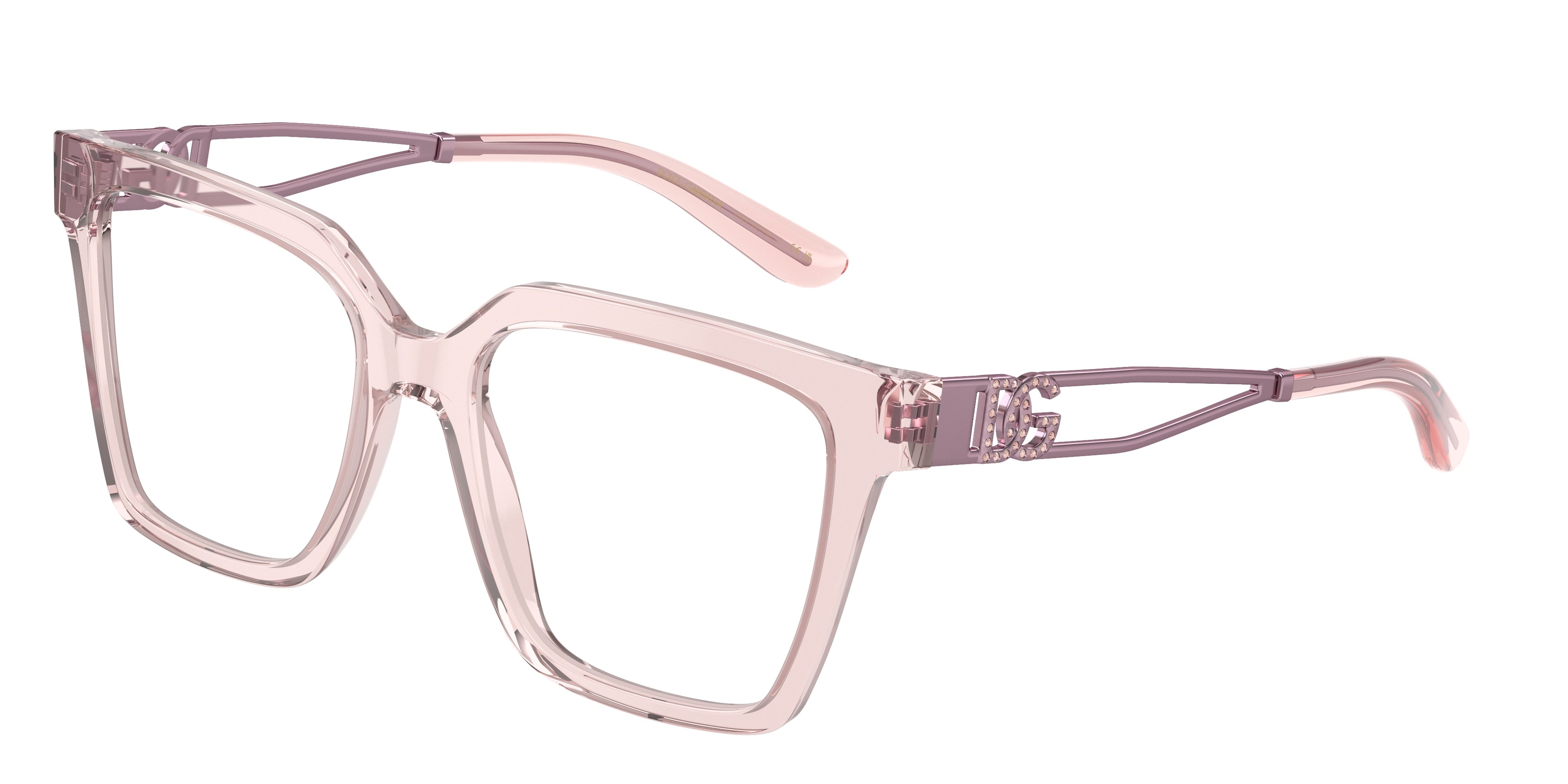 DOLCE & GABBANA DG3376B Square Eyeglasses  3148-Transparent Rose 53-140-18 - Color Map Pink