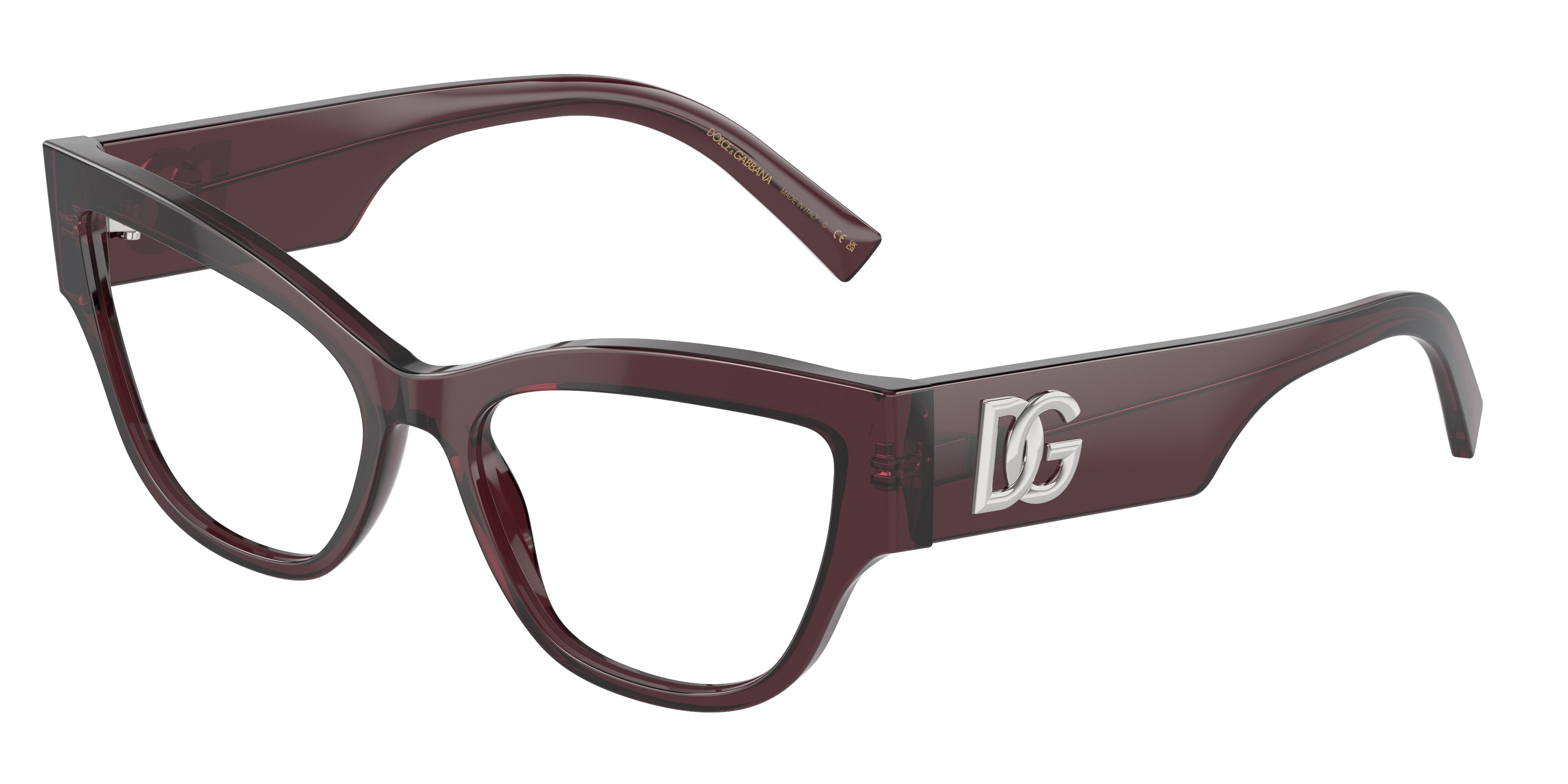 DOLCE & GABBANA DG3378 Cat Eye Eyeglasses  3045-Transparent Violet 55-145-17 - Color Map Violet