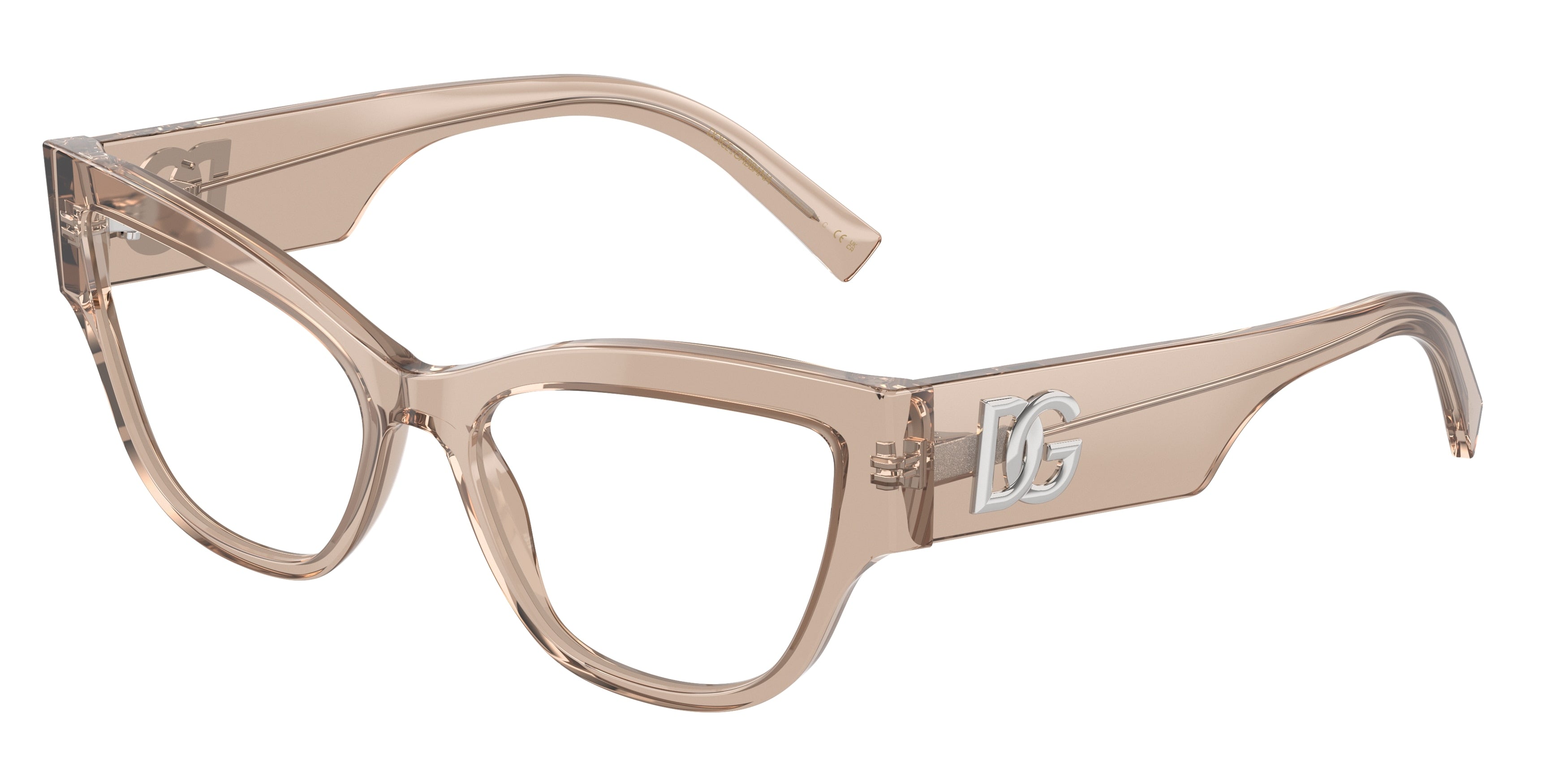 DOLCE & GABBANA DG3378 Cat Eye Eyeglasses  3432-Transparent Camel 55-145-17 - Color Map Brown