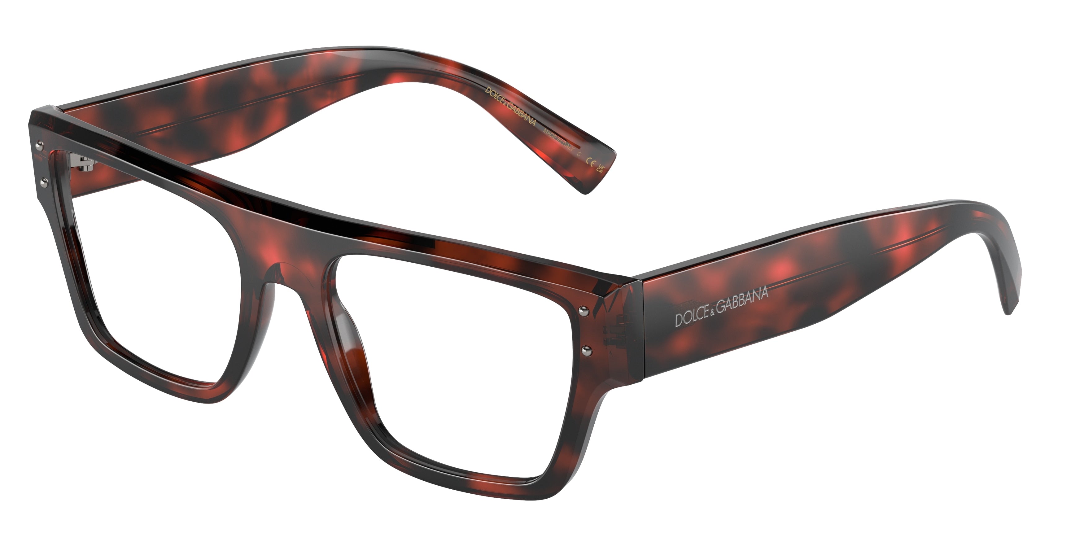 DOLCE & GABBANA DG3384 Square Eyeglasses  3358-Havana Red 54-145-19 - Color Map Red