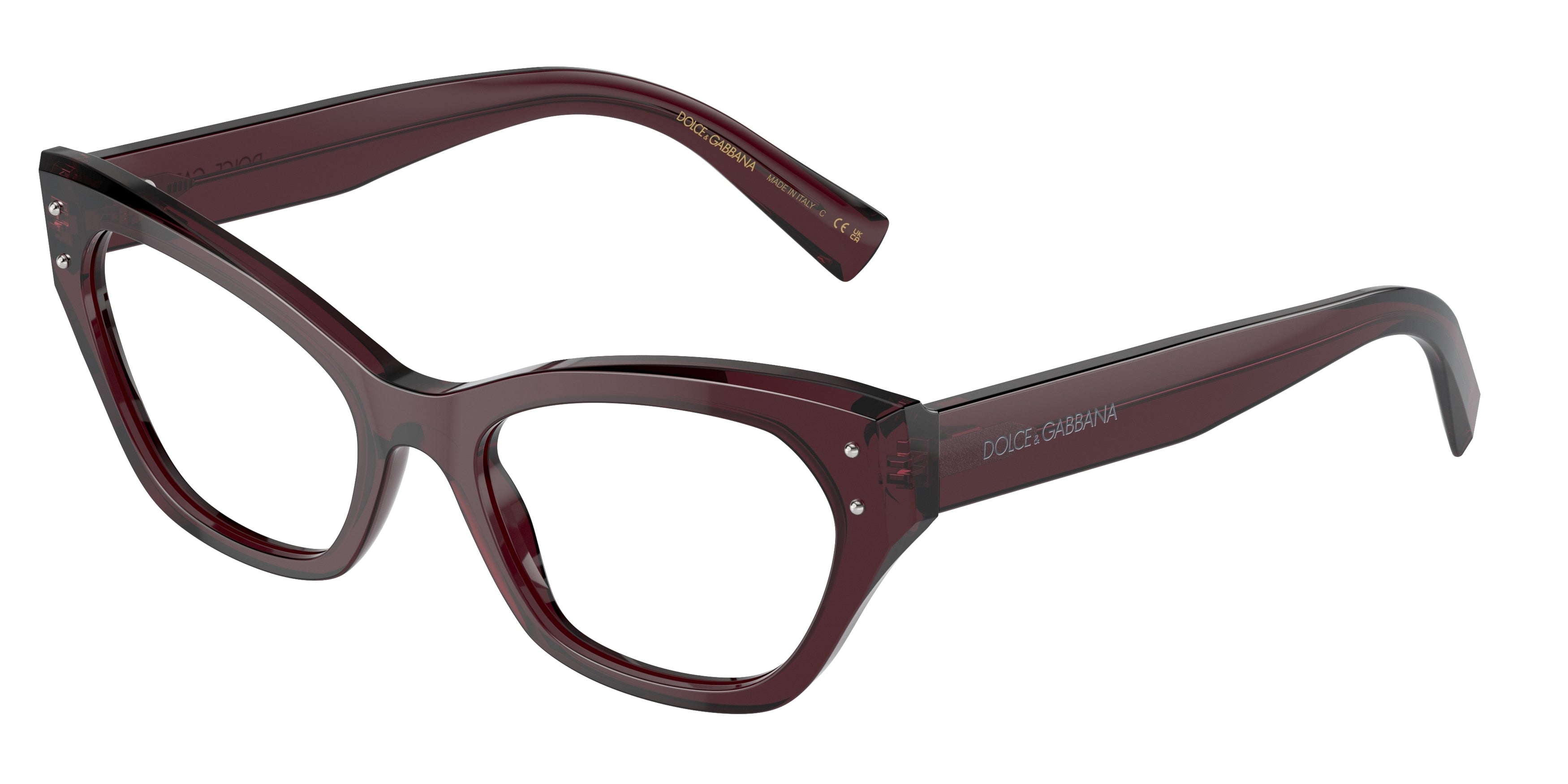 DOLCE & GABBANA DG3385 Cat Eye Eyeglasses  3045-Transparent Violet 54-145-19 - Color Map Violet