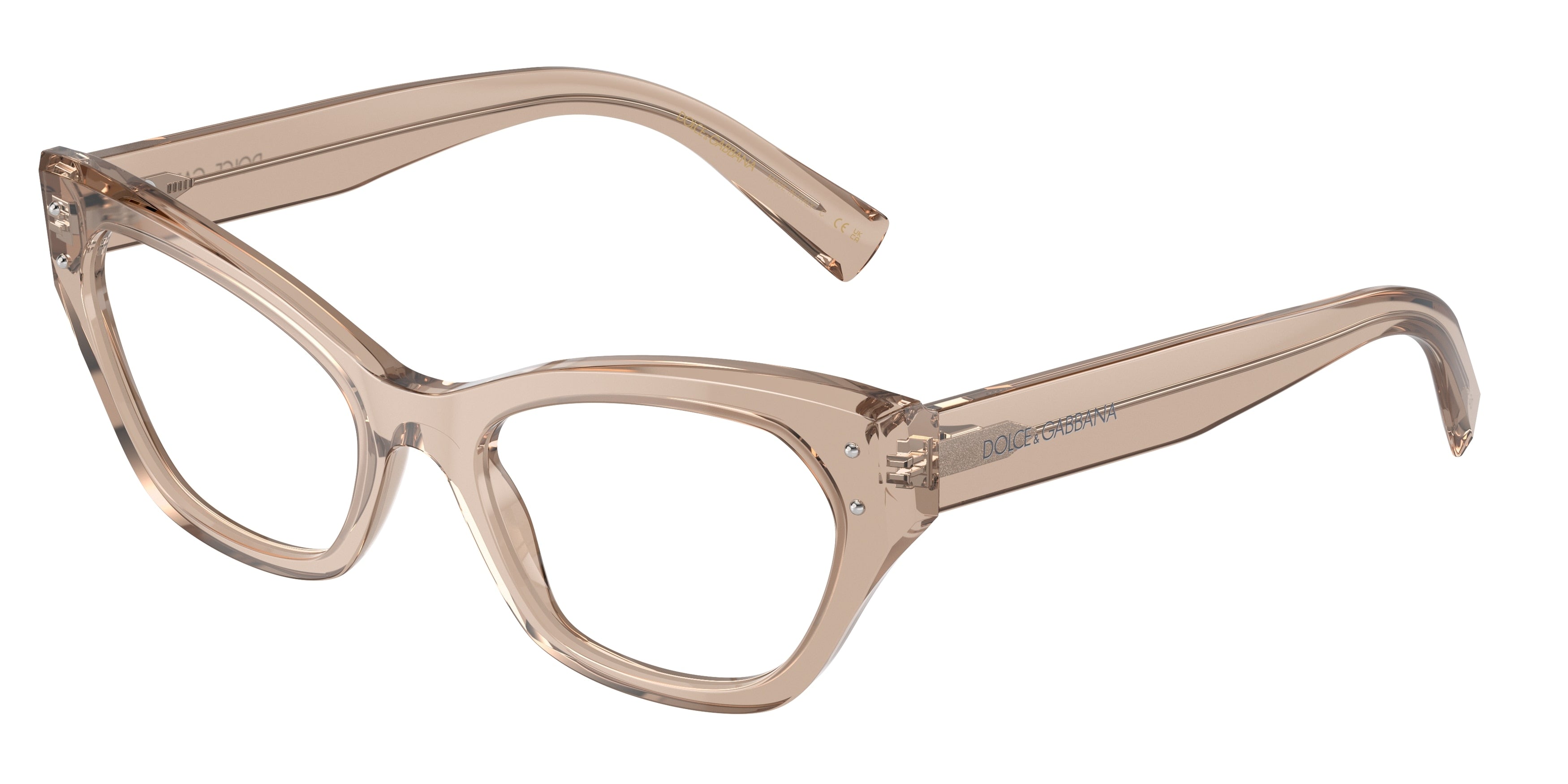 DOLCE & GABBANA DG3385 Cat Eye Eyeglasses  3432-Transparent Camel 54-145-19 - Color Map Brown