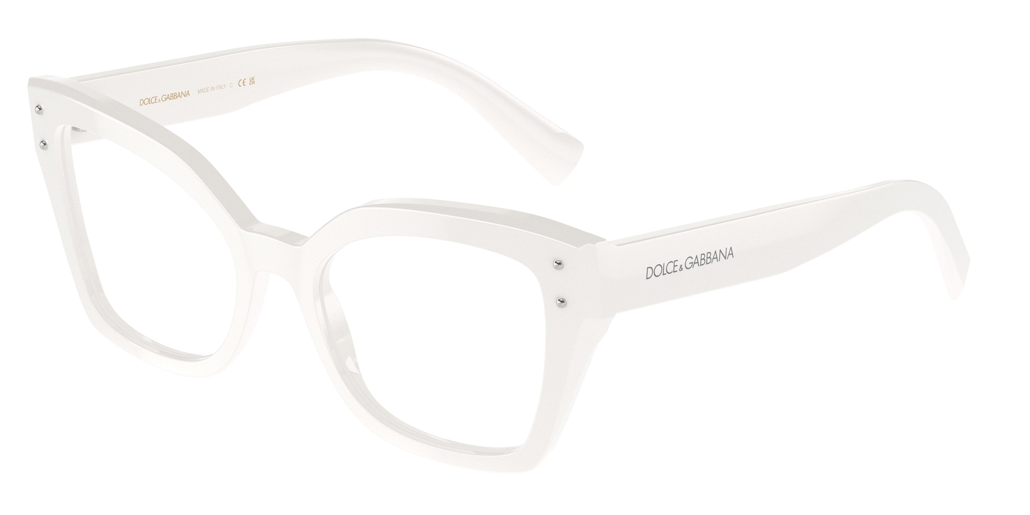 DOLCE & GABBANA DG3386F Butterfly Eyeglasses  3312-White 53-145-19 - Color Map White