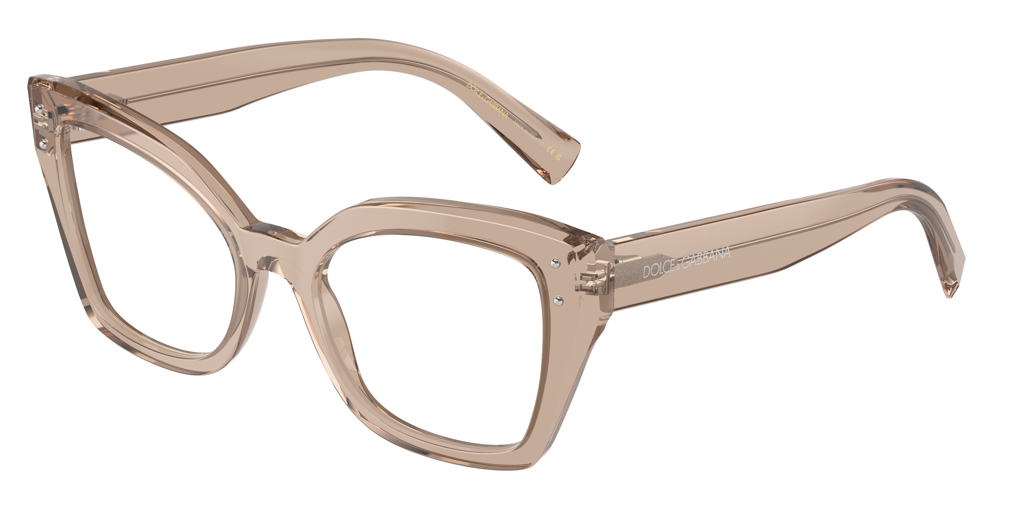 DOLCE & GABBANA DG3386F Butterfly Eyeglasses  3432-Transparent Camel 53-145-19 - Color Map Brown