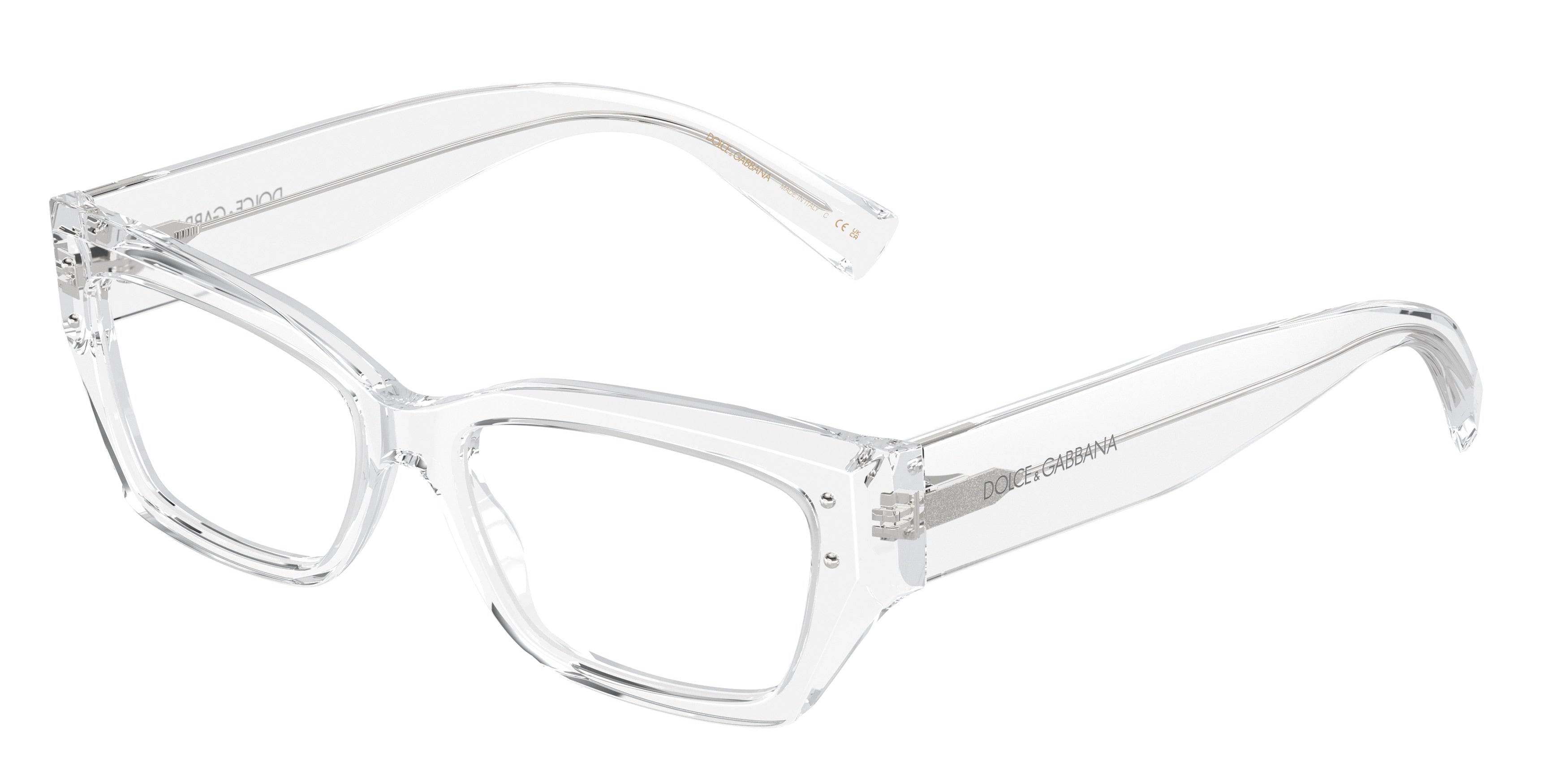 DOLCE & GABBANA DG3387 Rectangle Eyeglasses  3133-Transparent Crystal 53-145-16 - Color Map Transparent