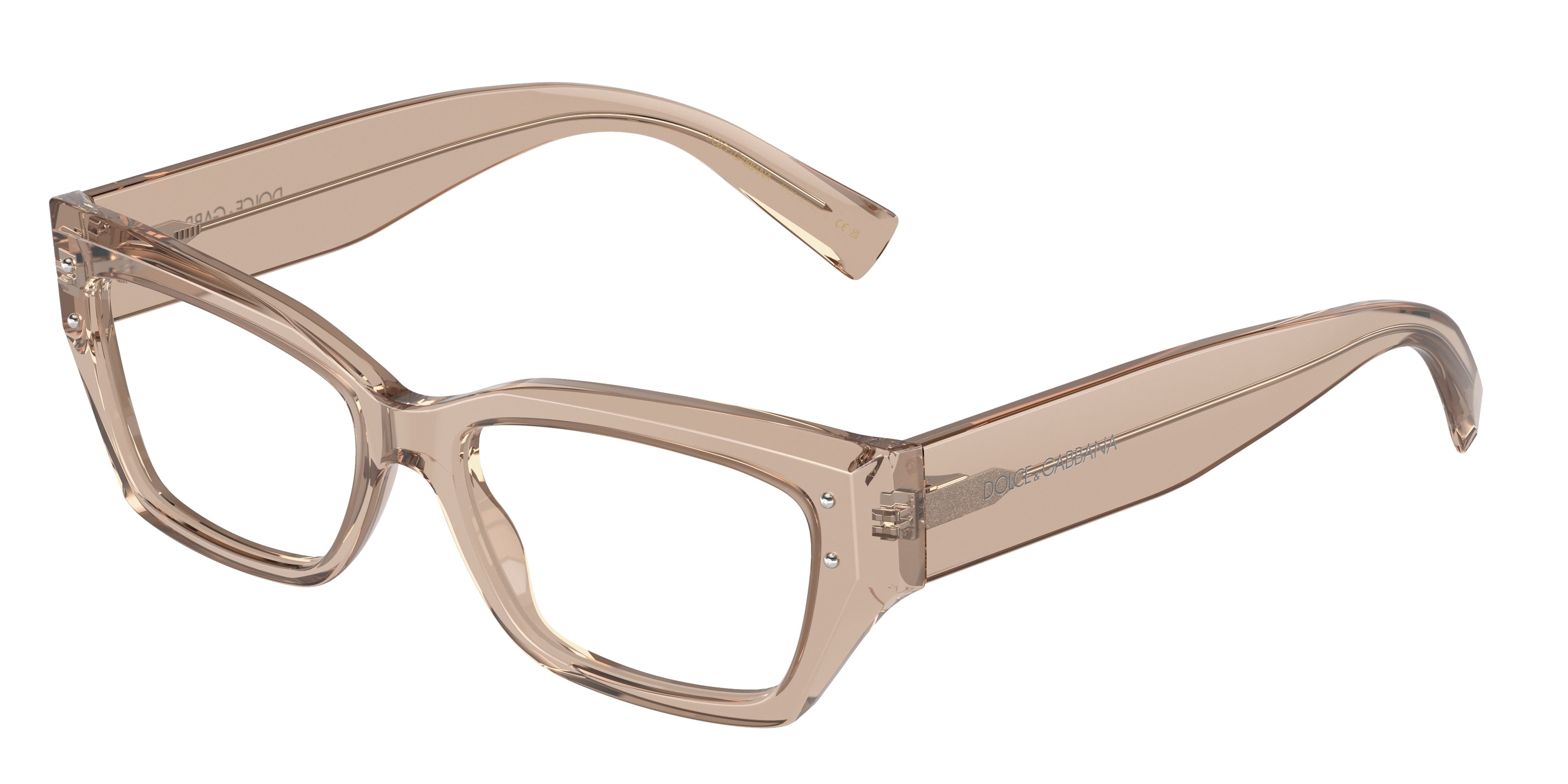 DOLCE & GABBANA DG3387 Rectangle Eyeglasses  3432-Transparent Camel 53-145-16 - Color Map Brown