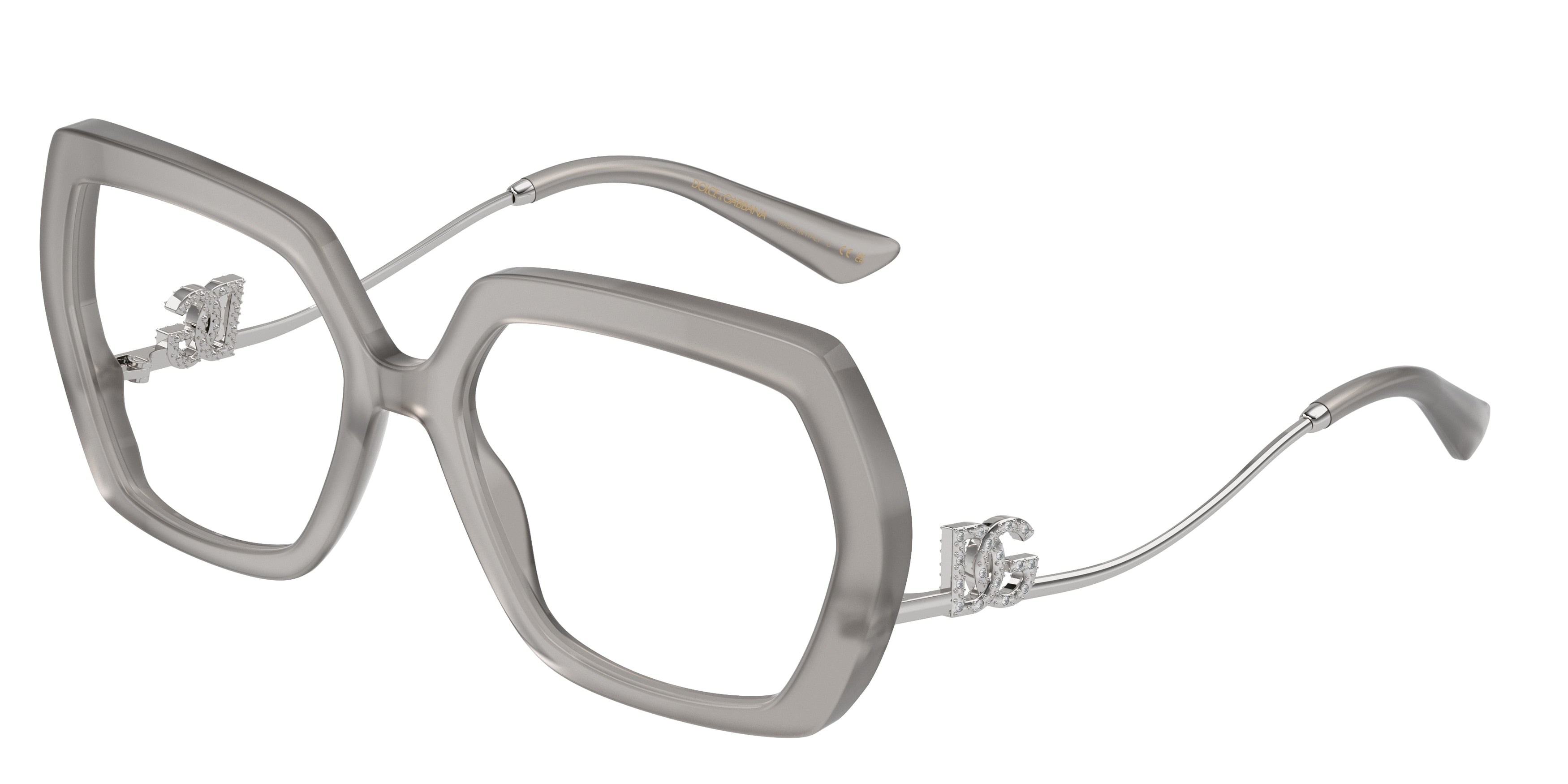 DOLCE & GABBANA DG3390B Irregular Eyeglasses  3421-Opal Grey 56-145-18 - Color Map Grey