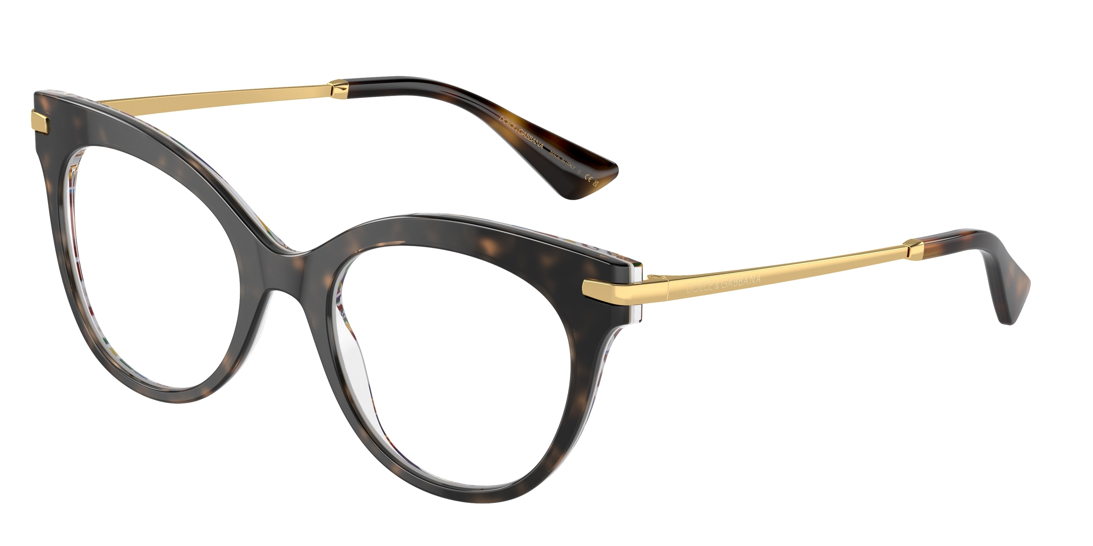 DOLCE & GABBANA DG3392 Butterfly Eyeglasses  3217-Havana On White Barrow 52-145-20 - Color Map Tortoise