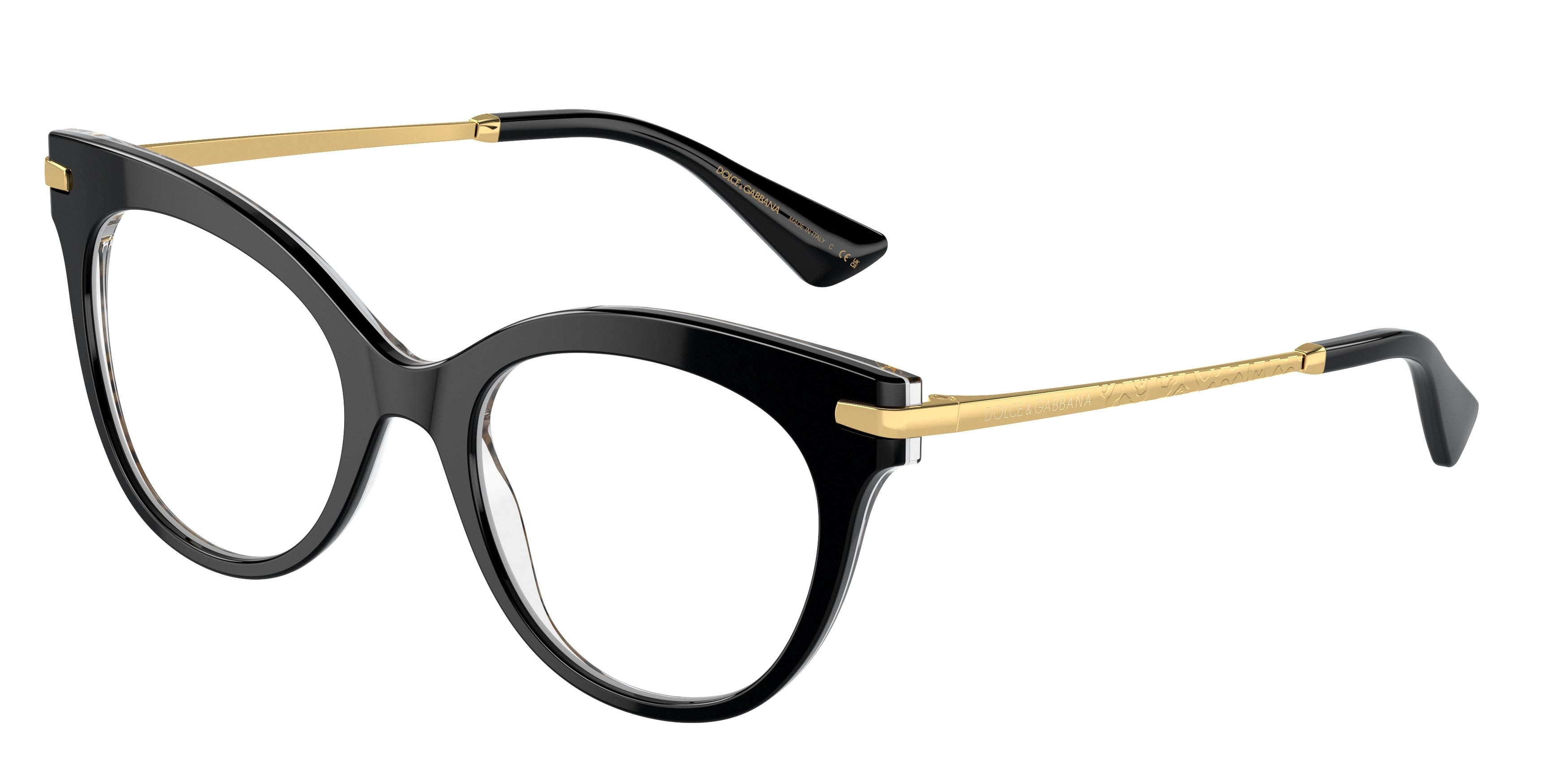 DOLCE & GABBANA DG3392 Butterfly Eyeglasses  3299-Black On Leo 52-145-20 - Color Map Black