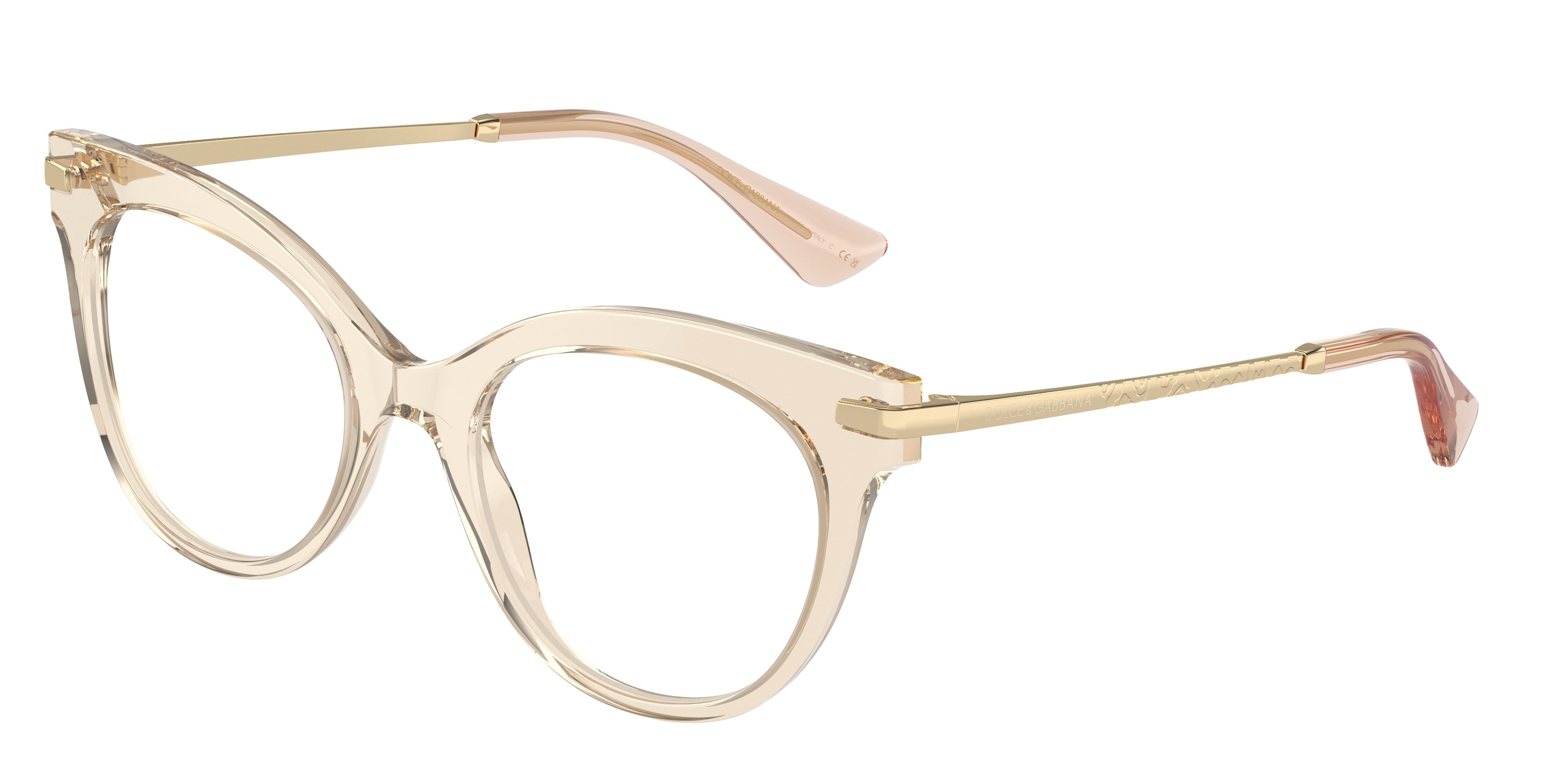 DOLCE & GABBANA DG3392 Butterfly Eyeglasses  3432-Transparent Camel 52-145-20 - Color Map Brown