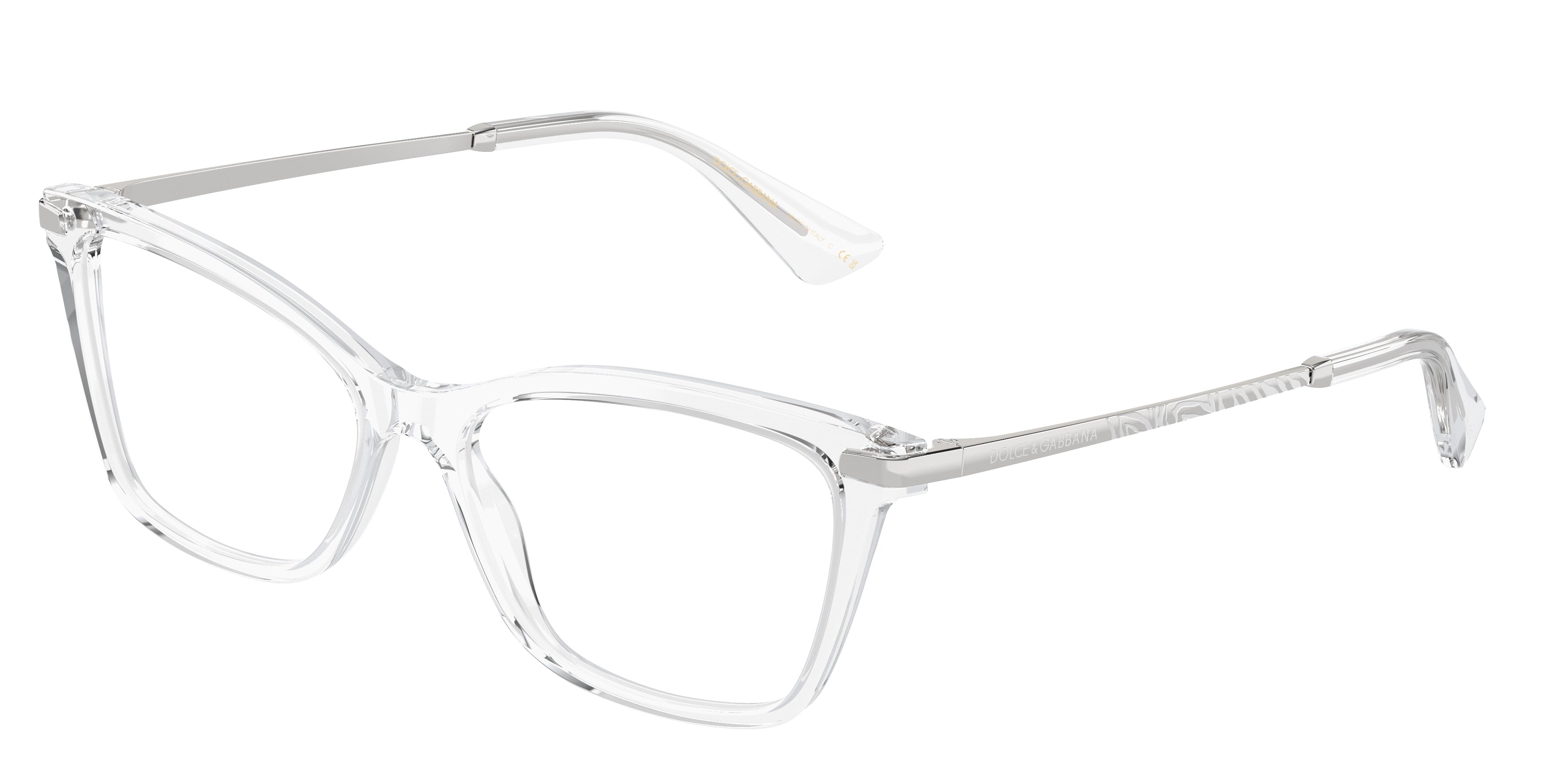 DOLCE & GABBANA DG3393 Rectangle Eyeglasses  3133-Crystal 56-145-16 - Color Map Transparent