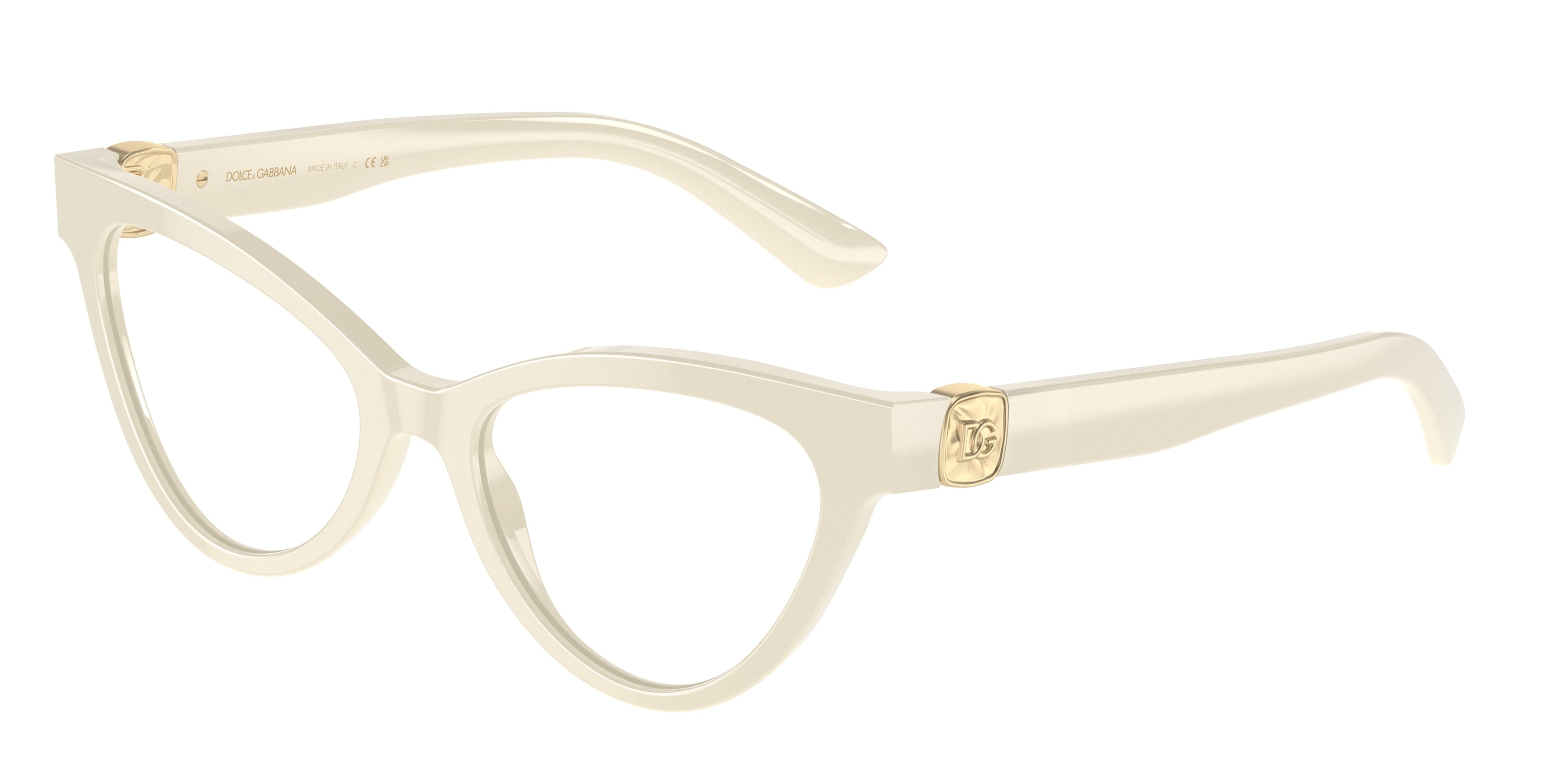 DOLCE & GABBANA DG3394 Cat Eye Eyeglasses  3312-Cream 52-145-18 - Color Map Brown