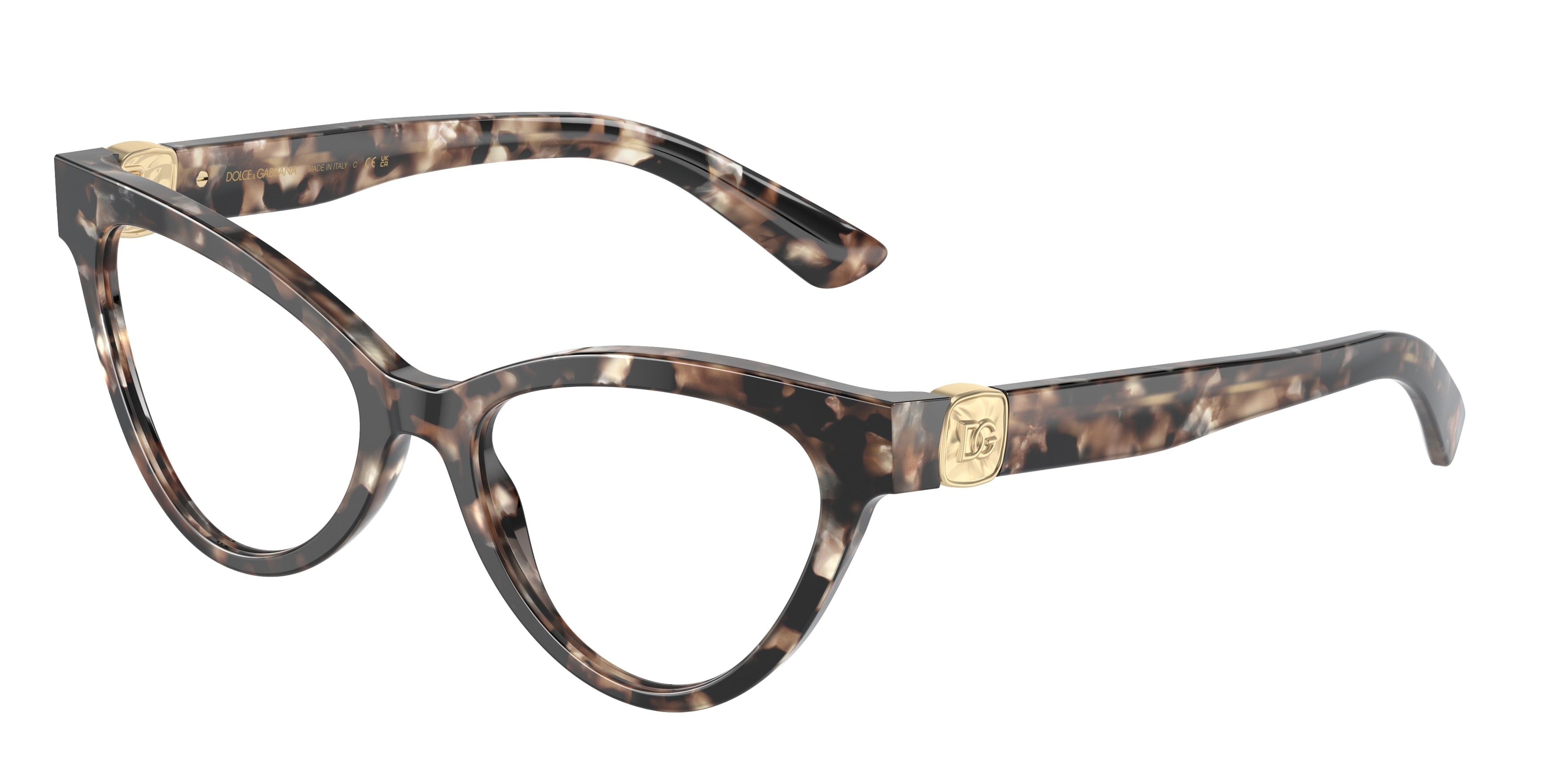 DOLCE & GABBANA DG3394 Cat Eye Eyeglasses  3438-Havana Brown Pearl 52-145-18 - Color Map Brown