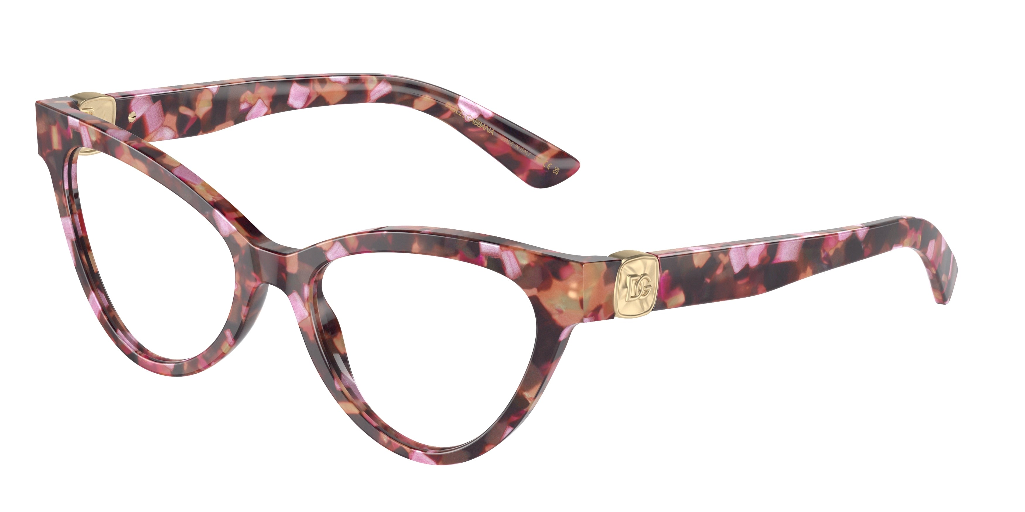 DOLCE & GABBANA DG3394 Cat Eye Eyeglasses  3440-Havana Pink Pearl 52-145-18 - Color Map Pink