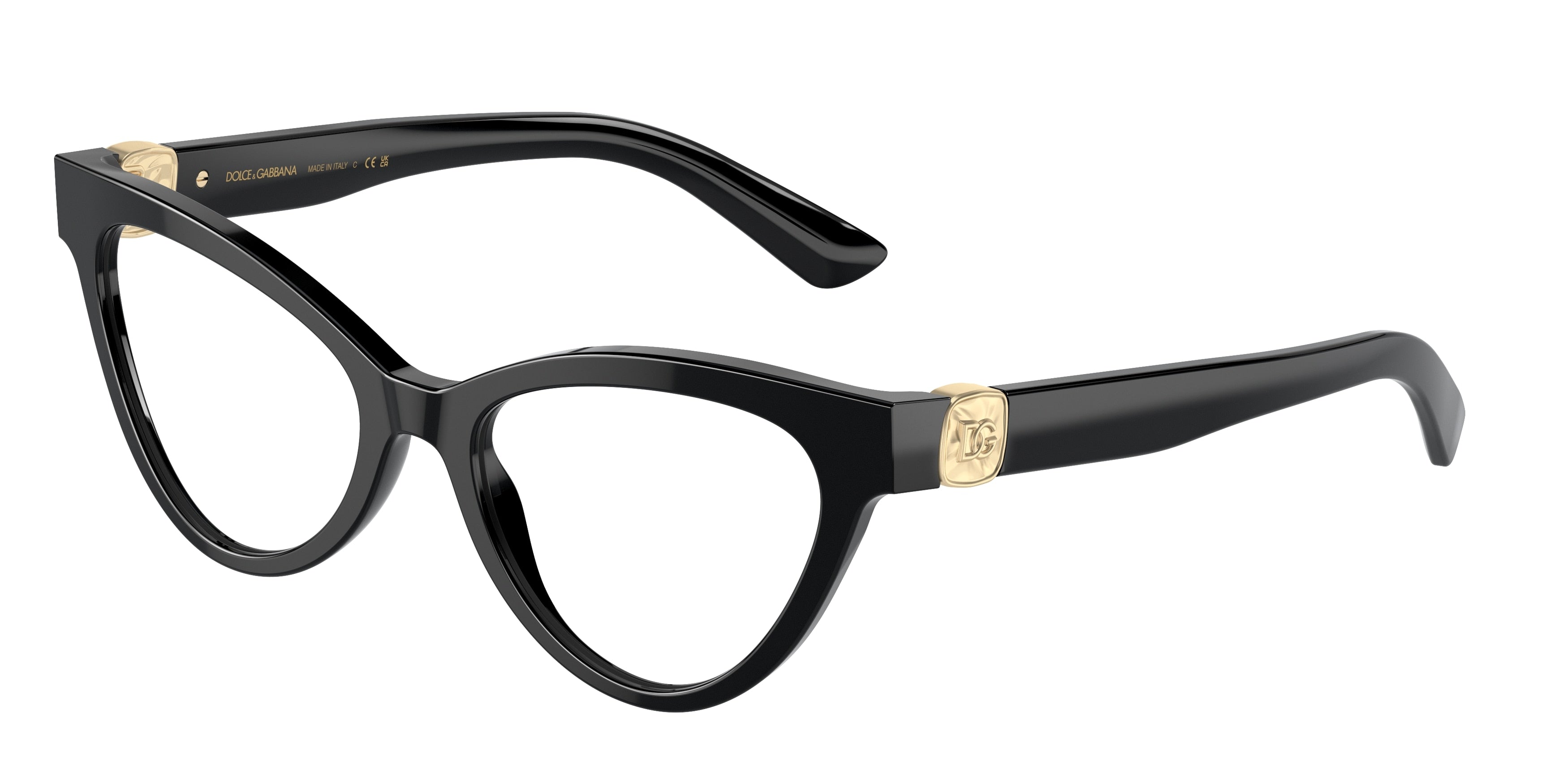 DOLCE & GABBANA DG3394 Cat Eye Eyeglasses  501-Black 52-145-18 - Color Map Black