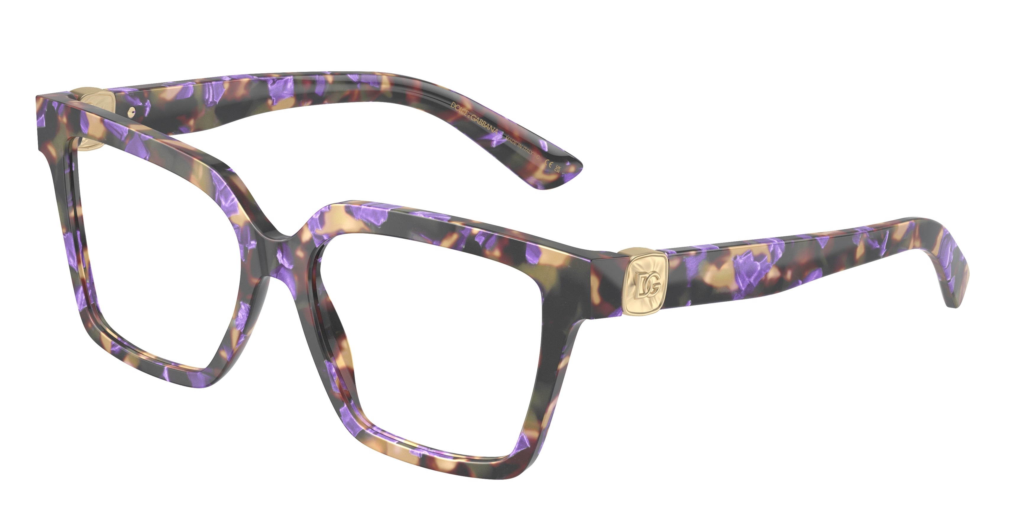 DOLCE & GABBANA DG3395 Square Eyeglasses  3439-Havana Blue Pearl 53-145-16 - Color Map Blue