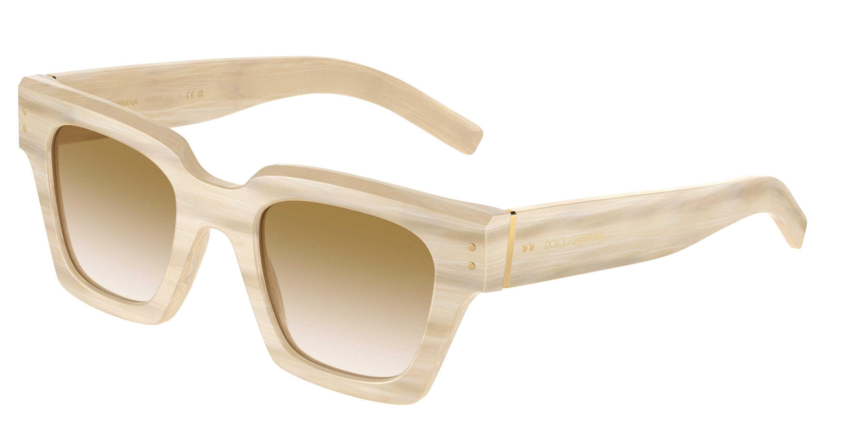 DOLCE & GABBANA DG4413 Square Sunglasses  343013-Light Brown Marble 48-145-23 - Color Map Brown