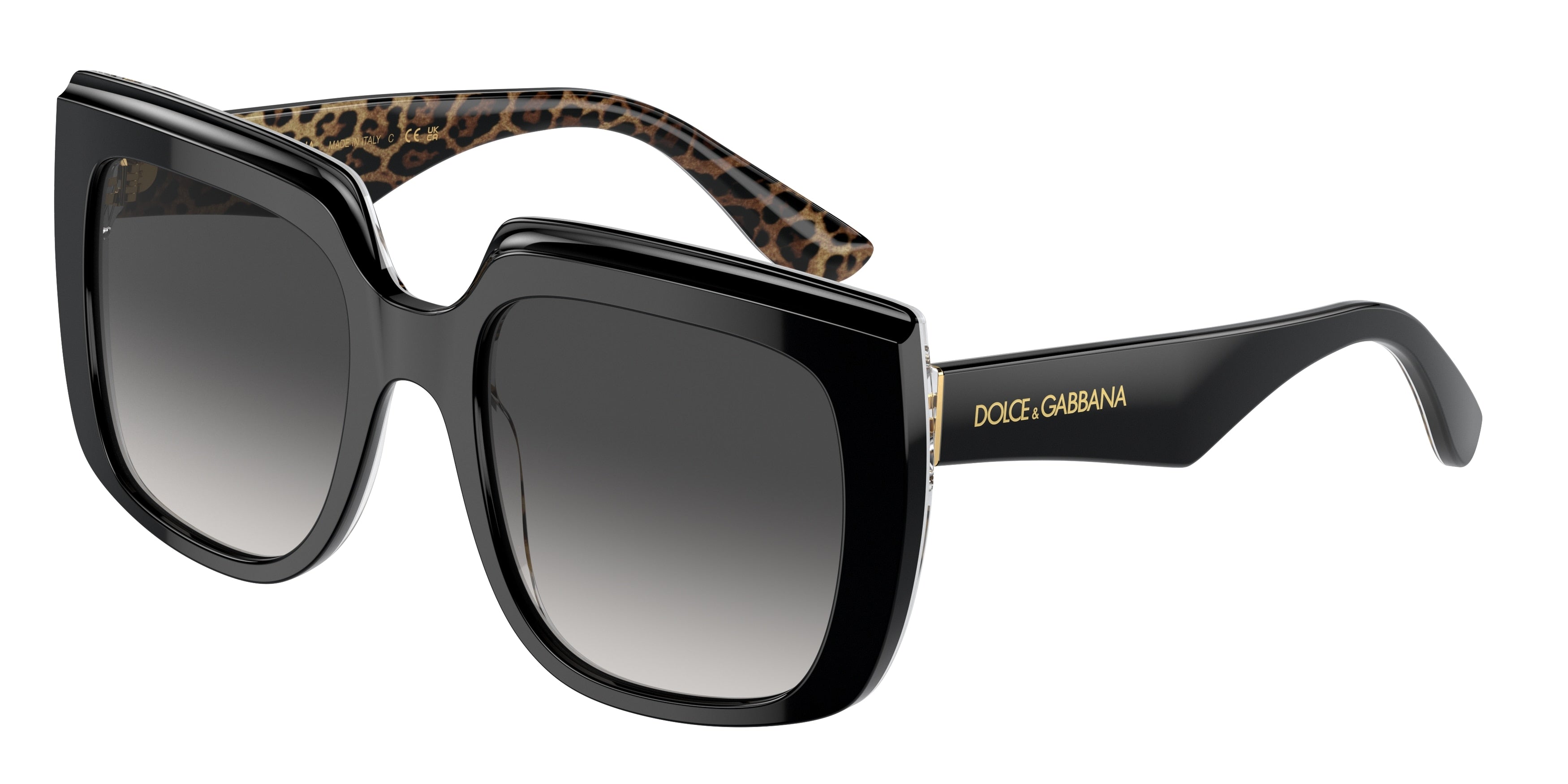 DOLCE & GABBANA DG4414 Square Sunglasses  32998G-Black On Leo Brown 54-145-20 - Color Map Black