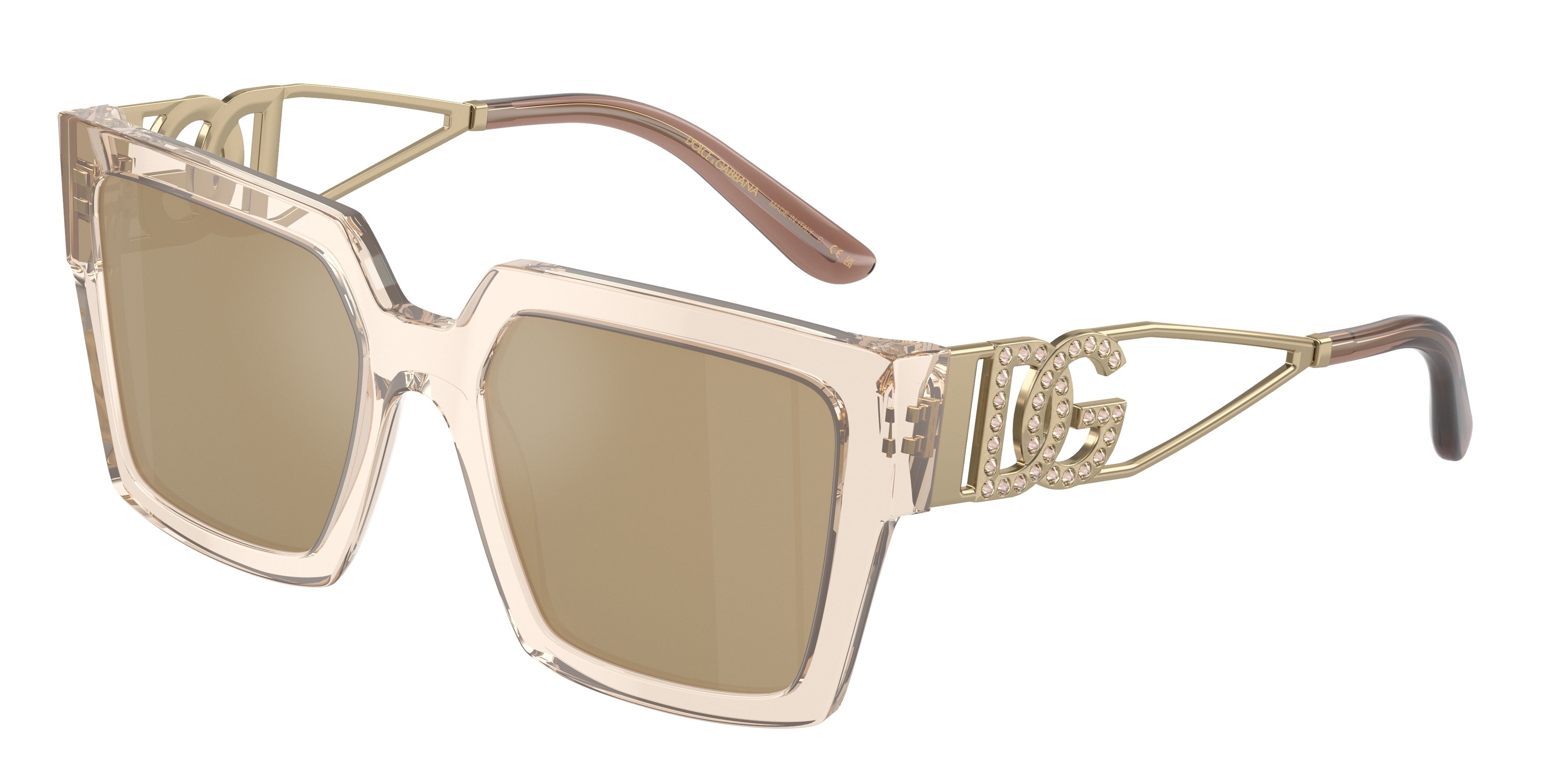 DOLCE & GABBANA DG4446B Square Sunglasses  343203-Transparent Camel 53-145-19 - Color Map Brown