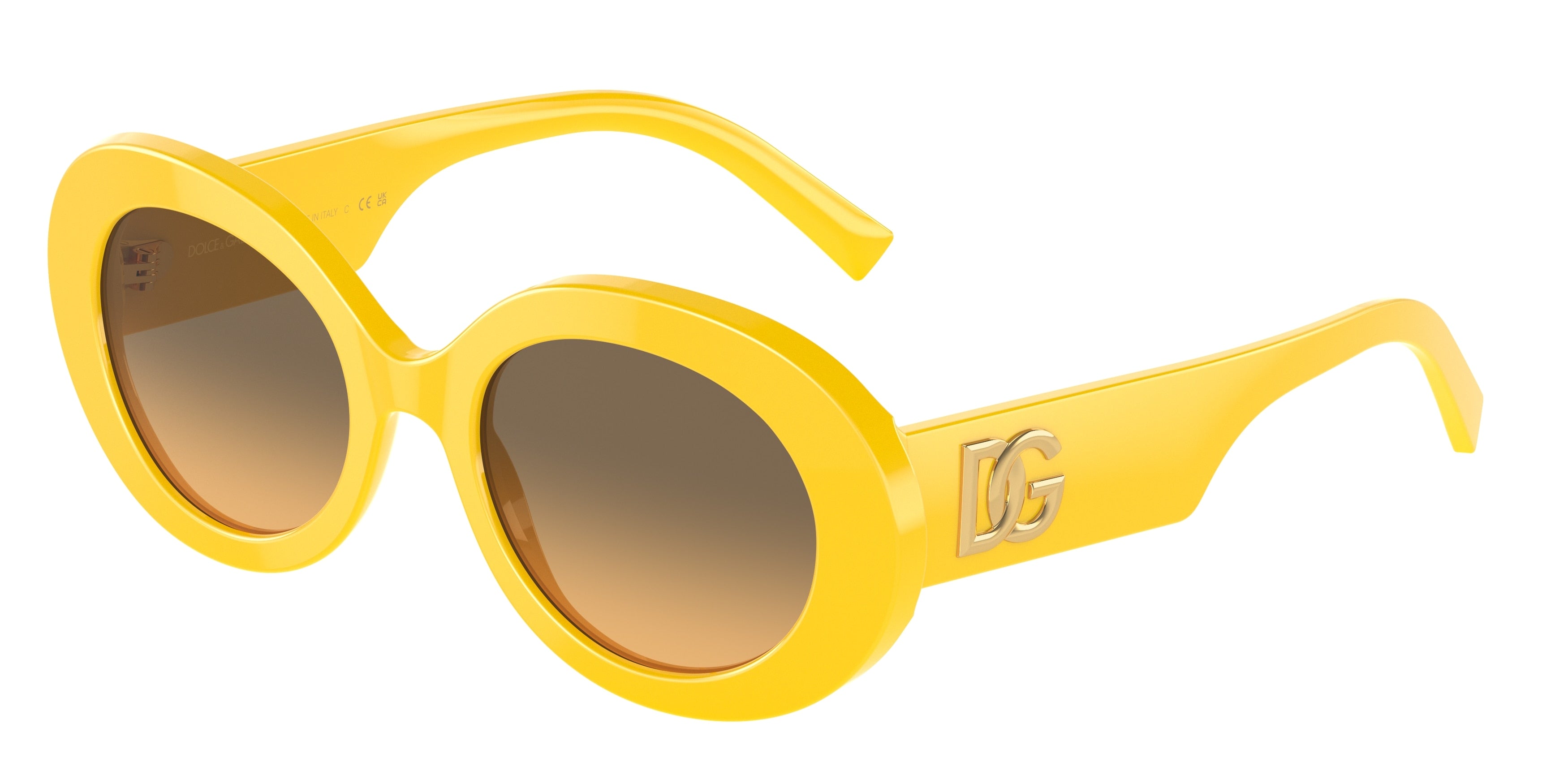 DOLCE & GABBANA DG4448F Oval Sunglasses  333411-Yellow 51-145-20 - Color Map Yellow