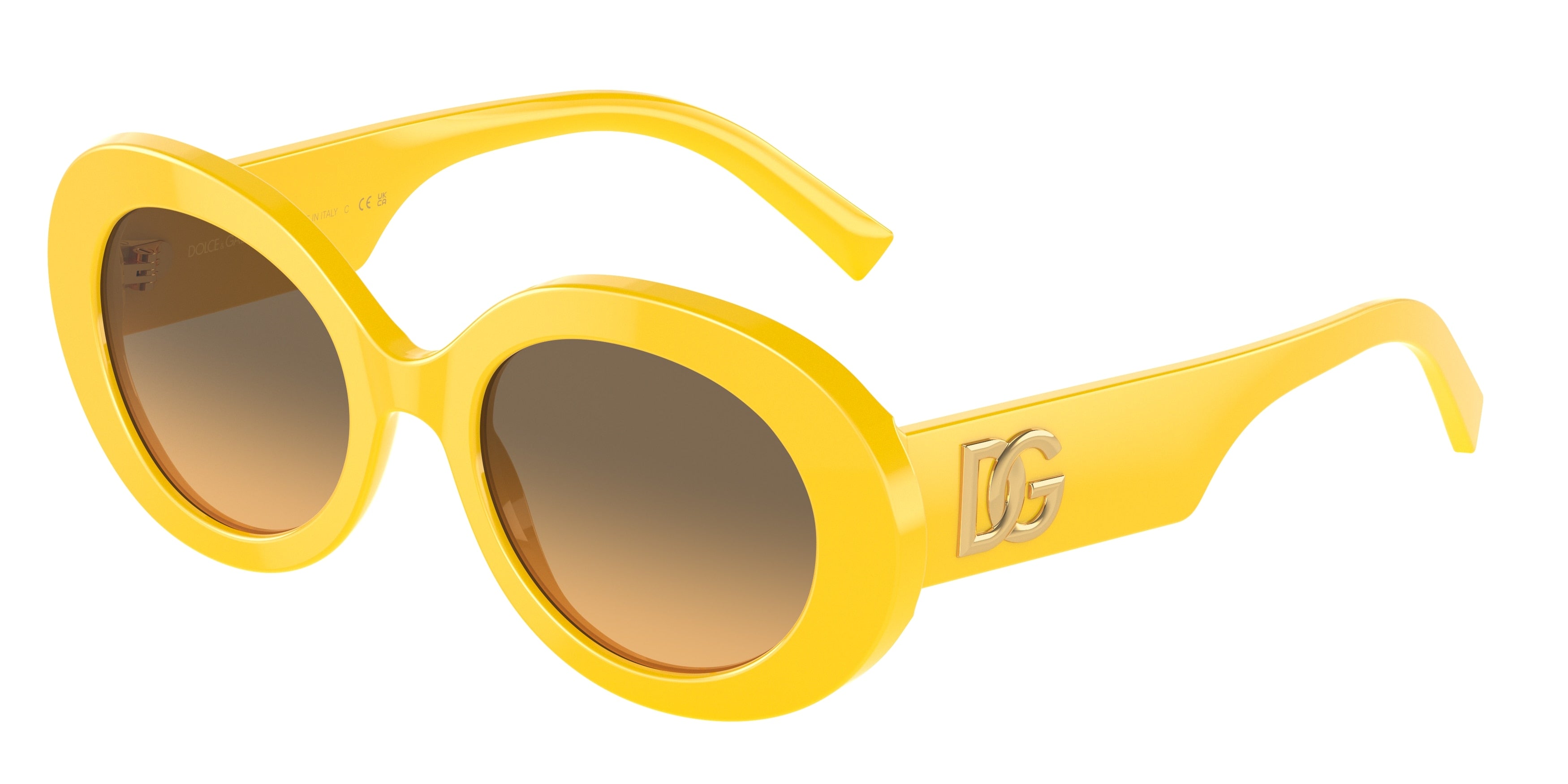 DOLCE & GABBANA DG4448 Oval Sunglasses  333411-Yellow 51-145-20 - Color Map Yellow