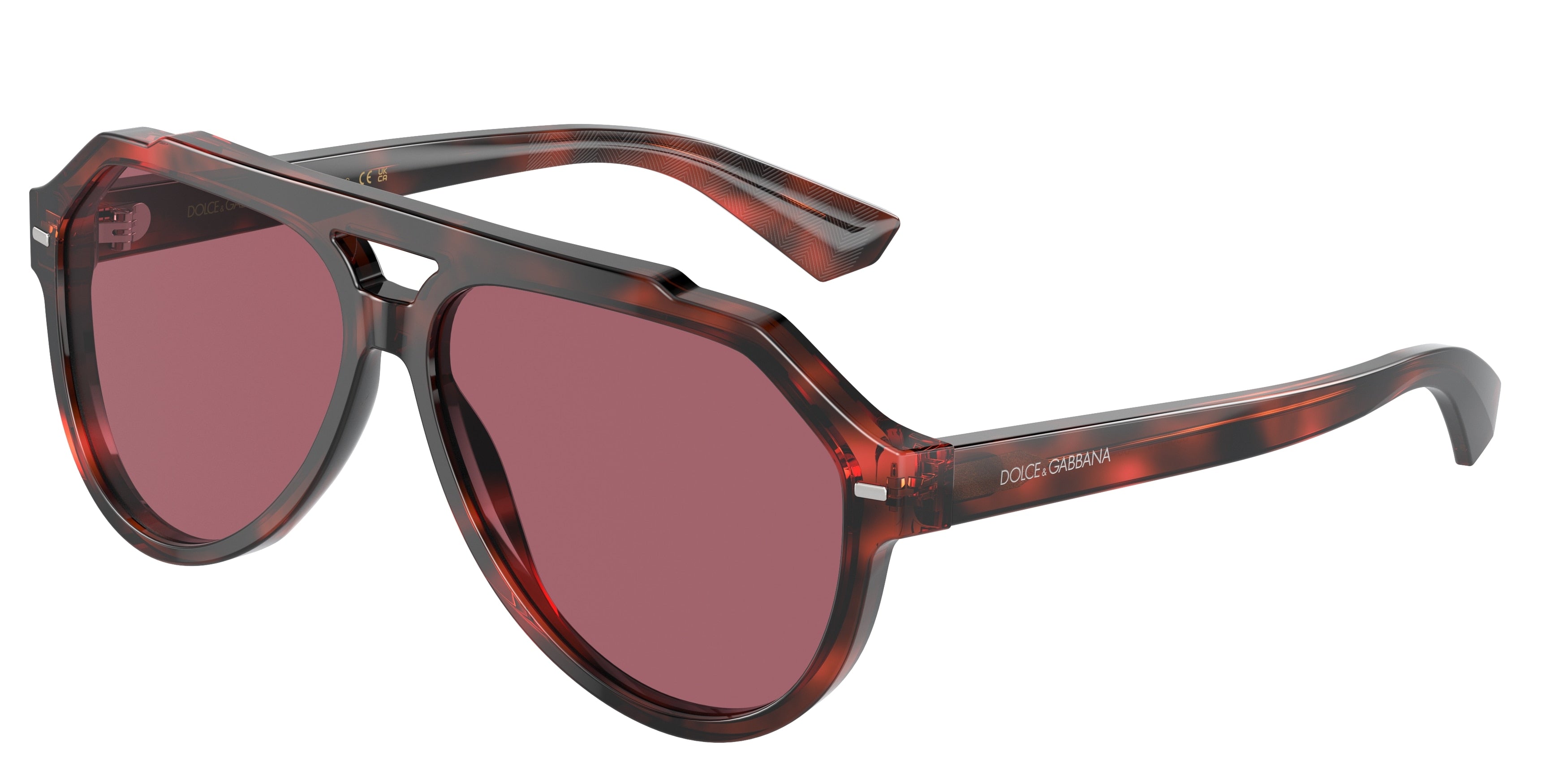 DOLCE & GABBANA DG4452F Pilot Sunglasses  335869-Red Havana 60-145-13 - Color Map Tortoise