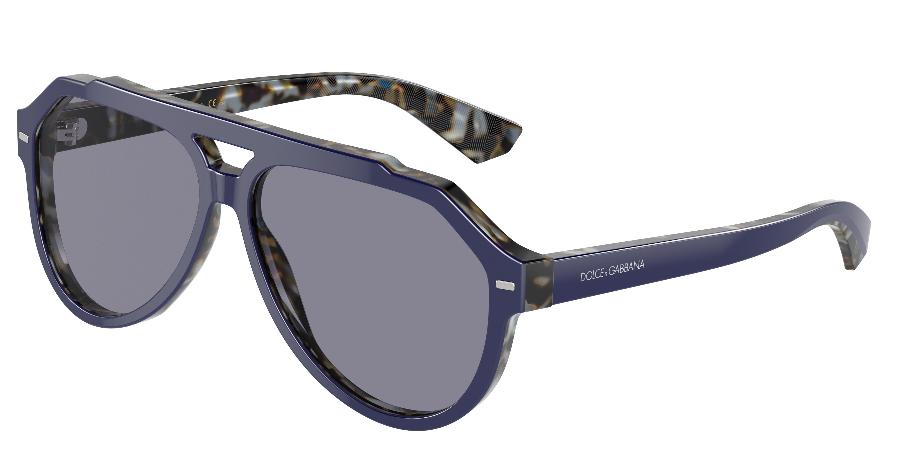 DOLCE & GABBANA DG4452F Pilot Sunglasses  3423/1-Blue On Blue Havana 60-145-13 - Color Map Blue